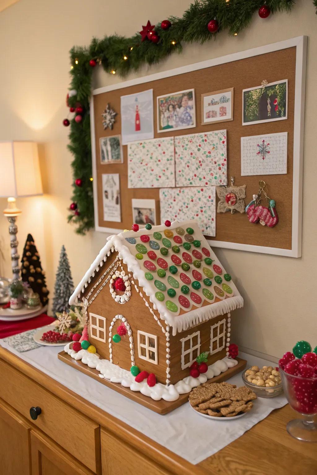 Transform your space with a vibrant gingerbread house bulletin board.