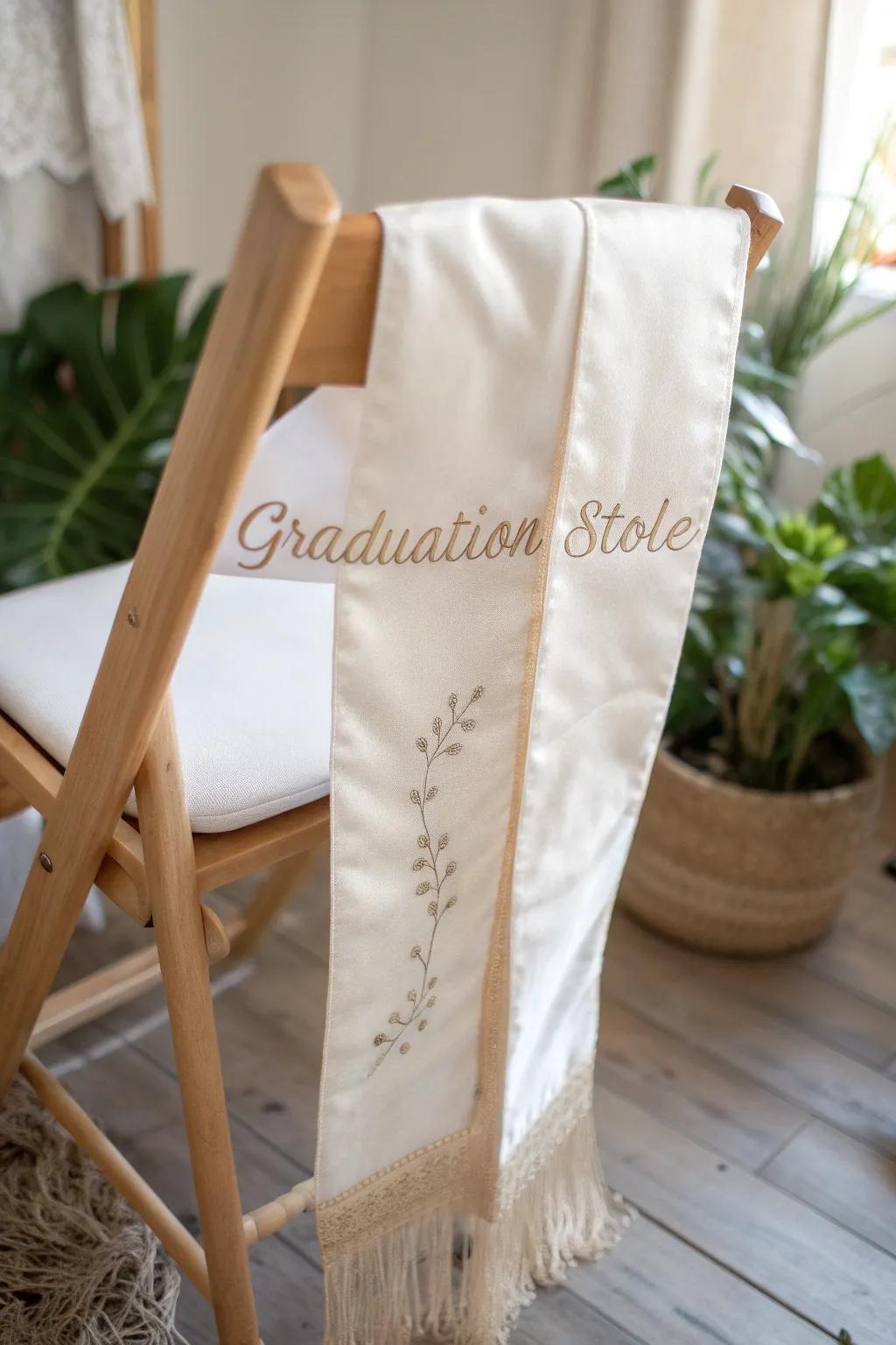 Add a personal touch to your graduation stole with bespoke embroidery—where simplicity meets elegance.