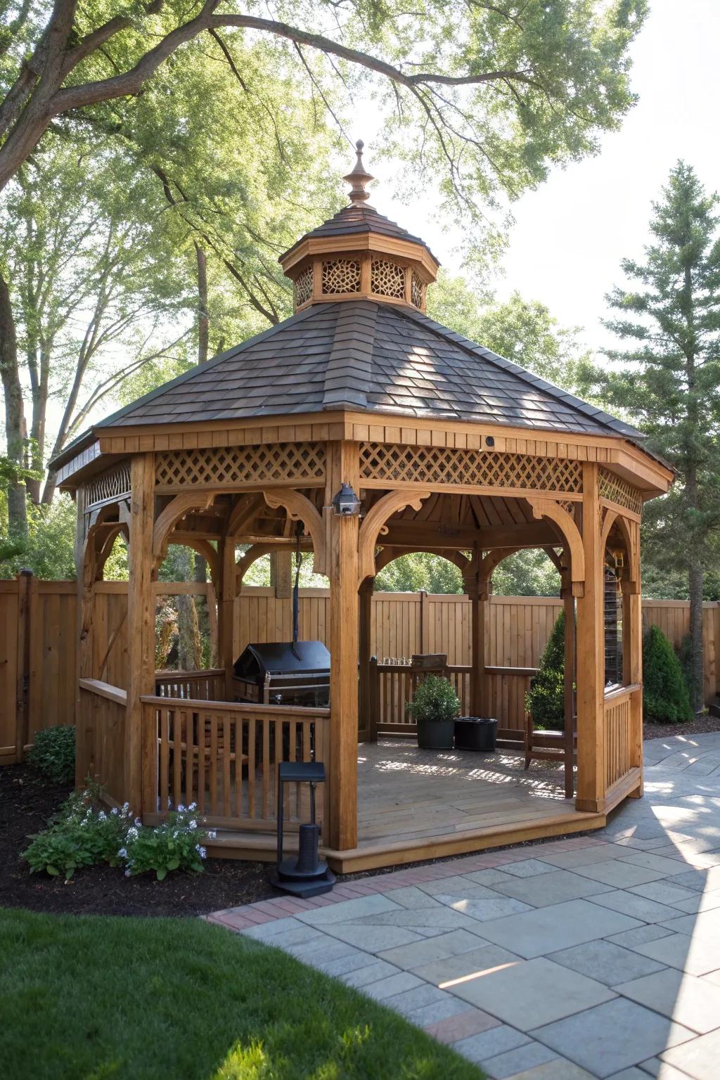Elevate your grilling experience with the elegance of a handcrafted gazebo.