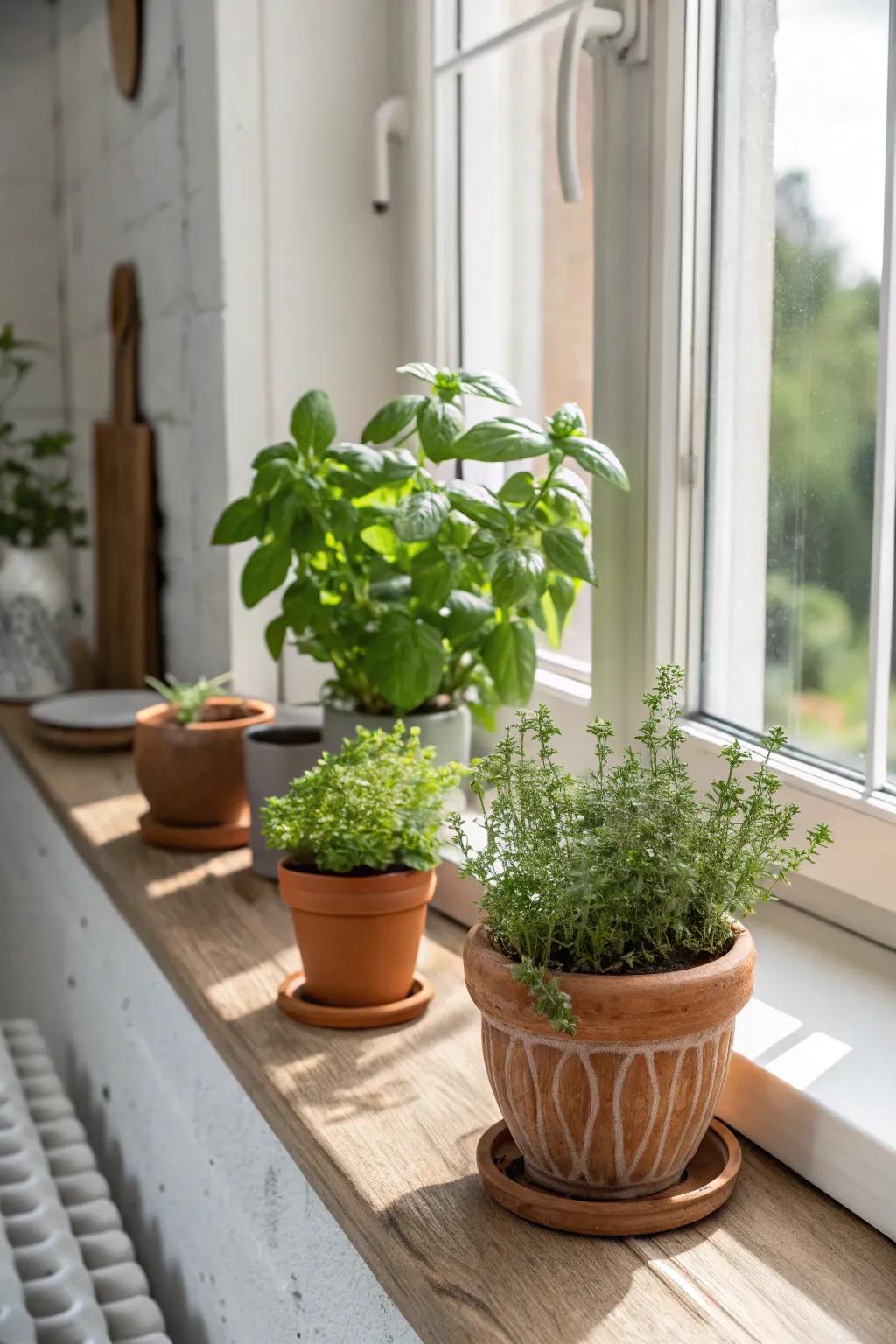 Bring nature indoors with a charming windowsill herb garden. 🌿✨