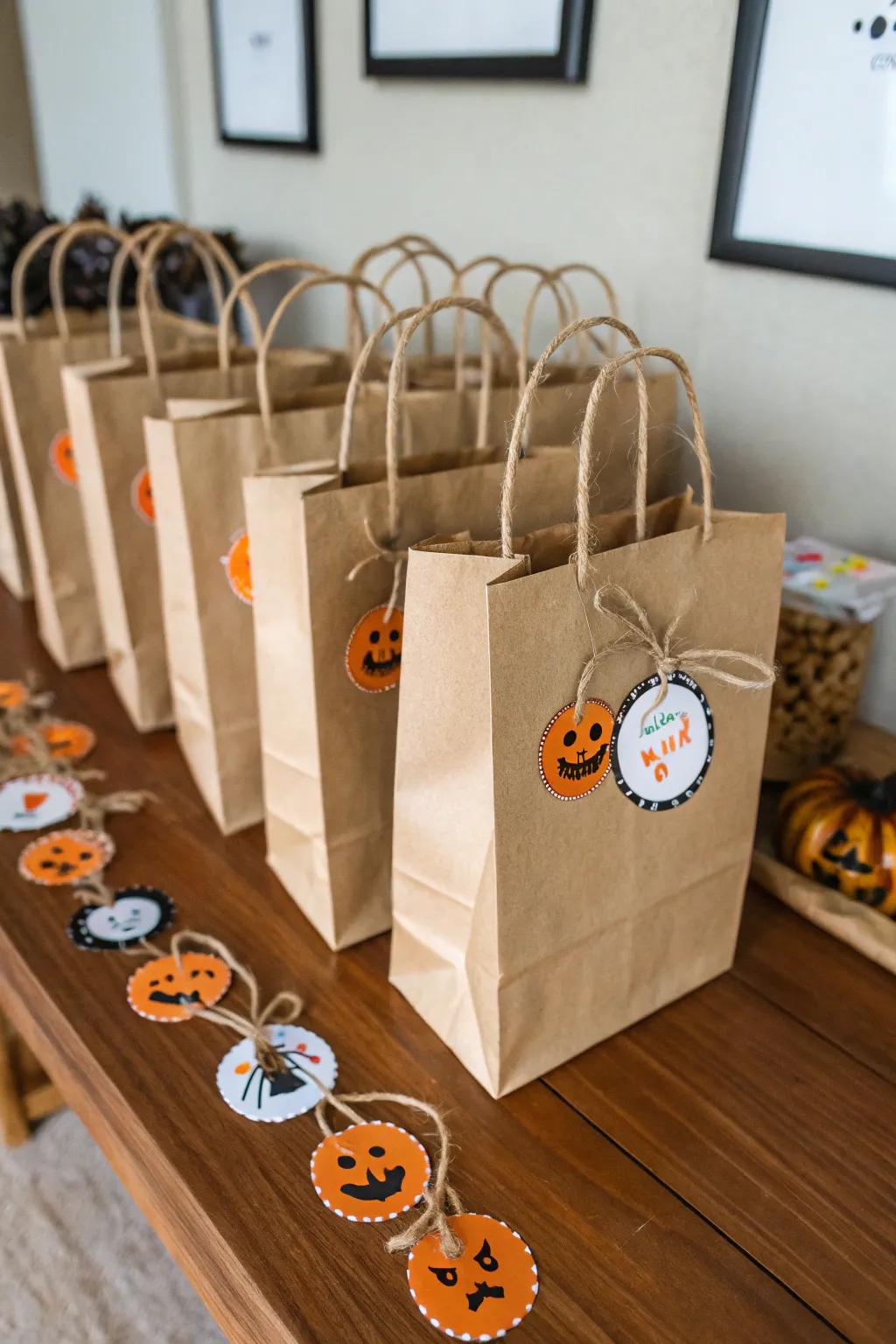 Classic brown paper bags with a spooky twist.