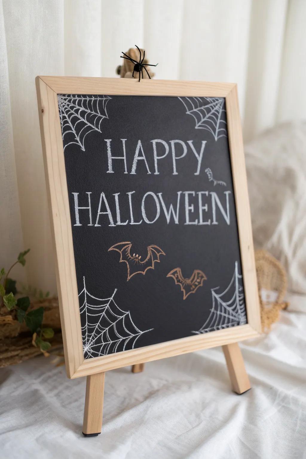 Welcome Halloween with elegance and charm through minimalist chalkboard art.
