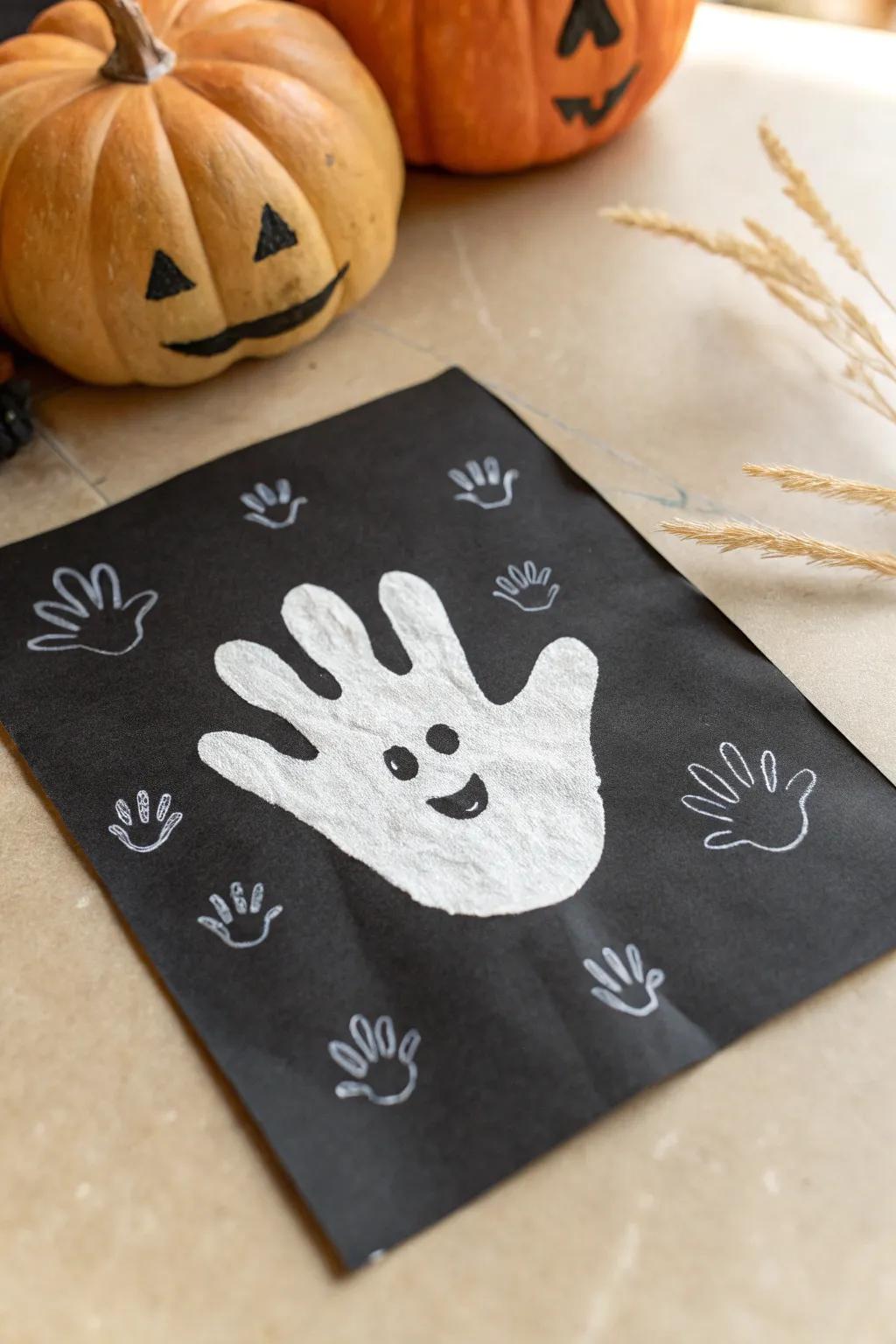 Capture the Halloween spirit with this adorable handprint ghost craft - a cherished keepsake for years to come!