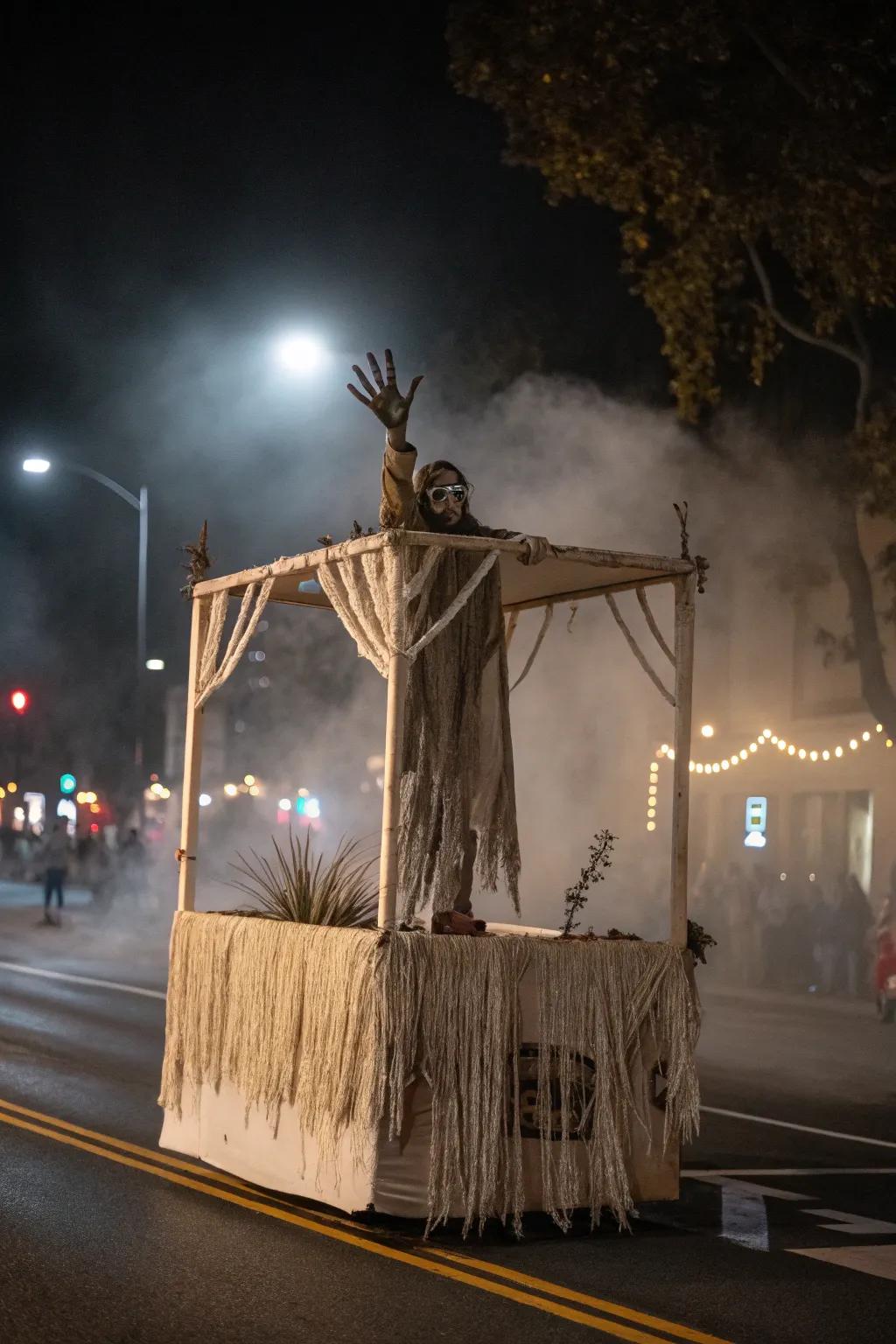 Elegantly Eerie: A Scandinavian-Boho take on a Zombie Apocalypse float.