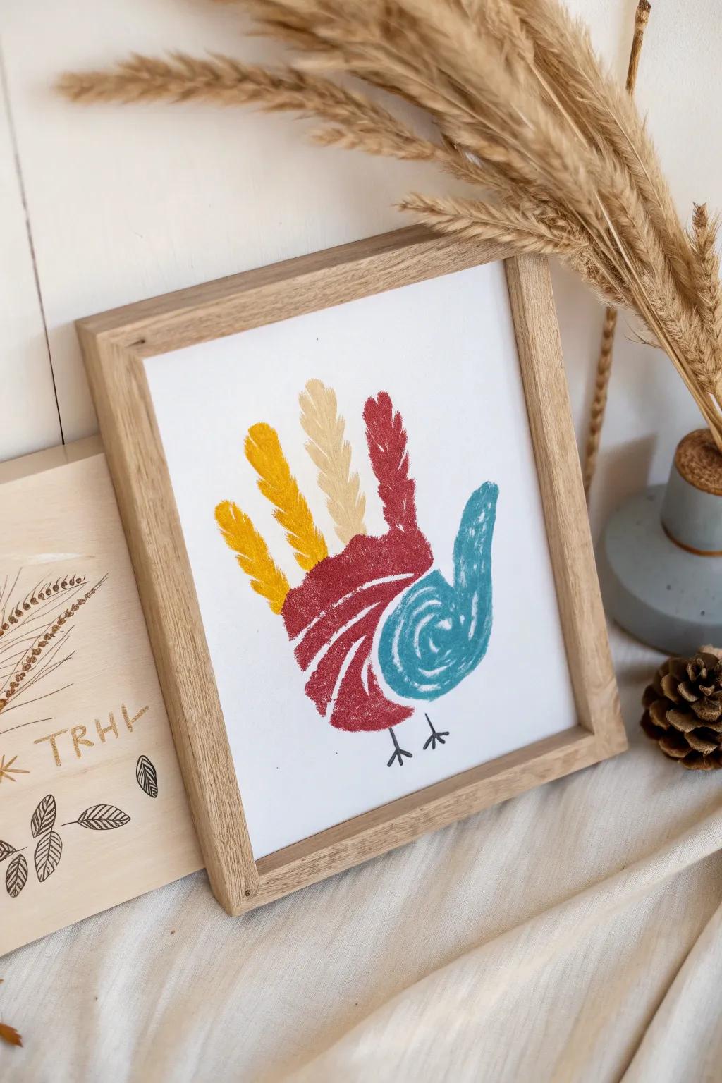 Bold and Beautiful: Transform your handprint into a vibrant turkey masterpiece.
