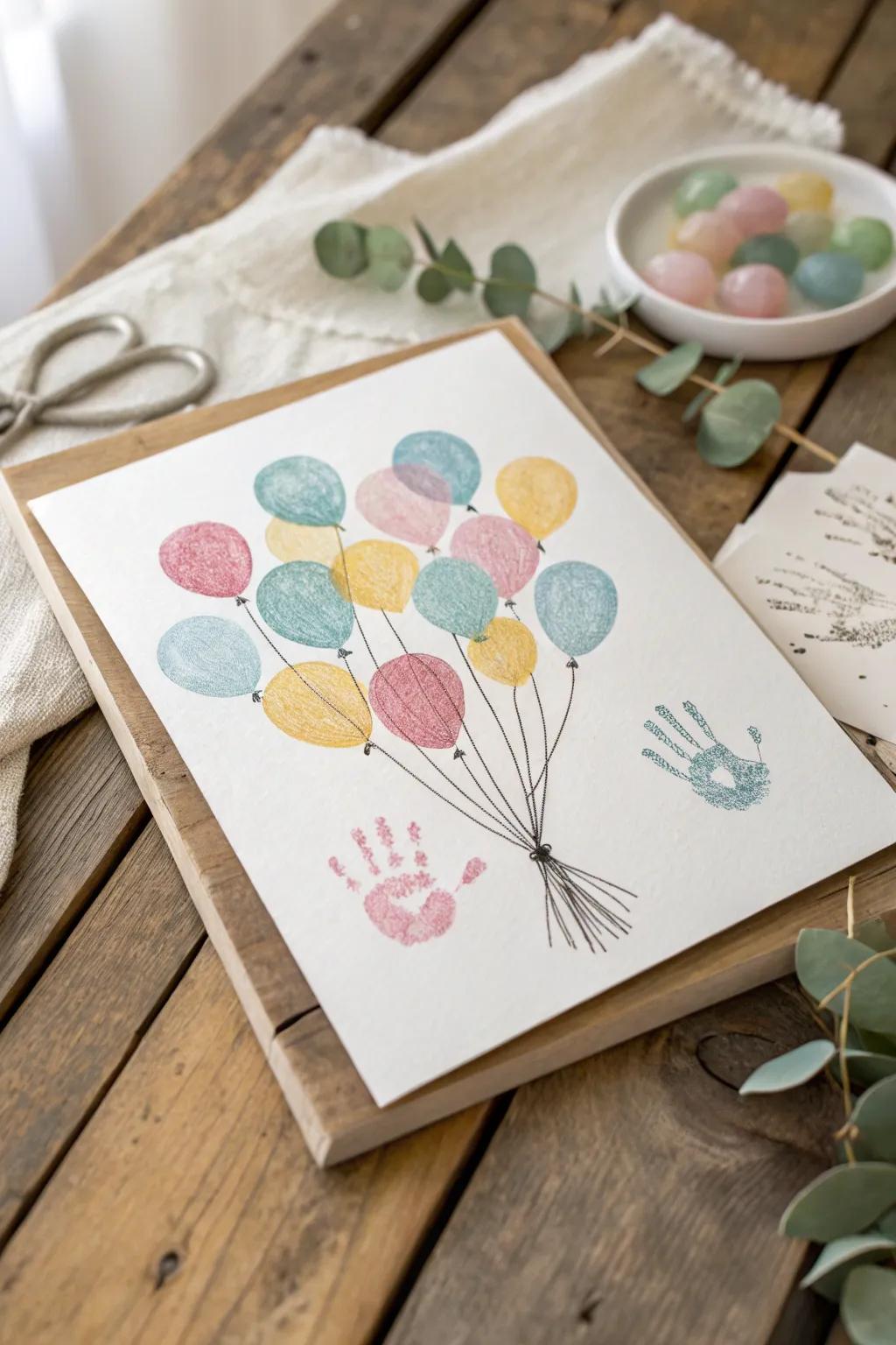 Transform little handprints into a joyful bouquet of balloons—perfectly charming and delightfully unique!