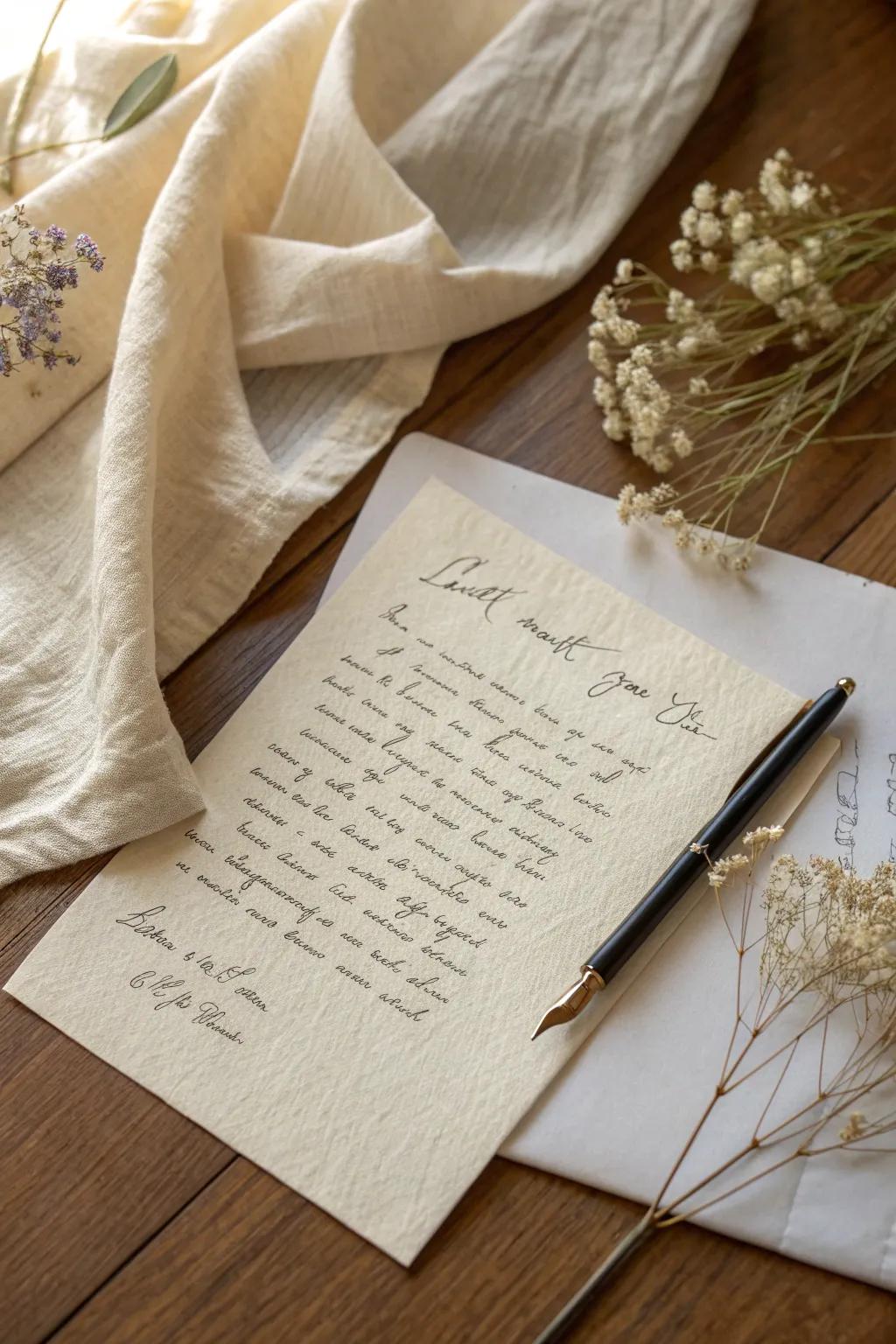 Capture the essence of cherished memories with a heartfelt handwritten letter. #MothersDay #MinimalistBeauty