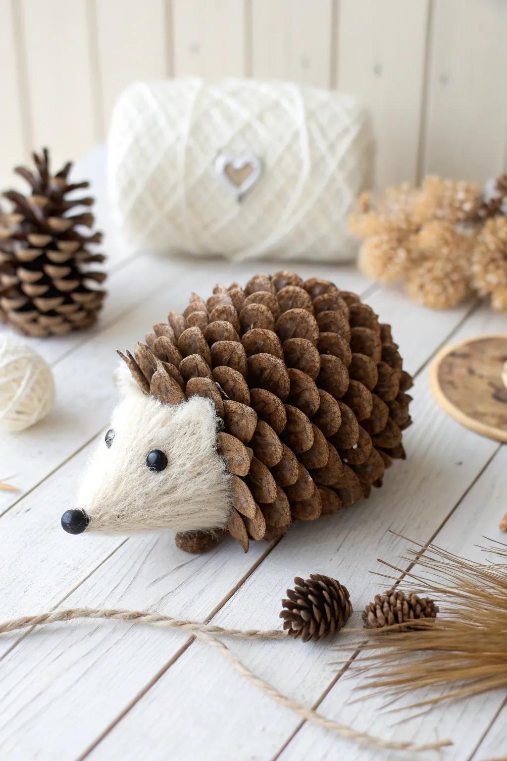 Embrace natural beauty with charming pinecone hedgehogs—your perfect woodland companion! 🦔🍂 #ScandinavianStyle #Craftsmanship