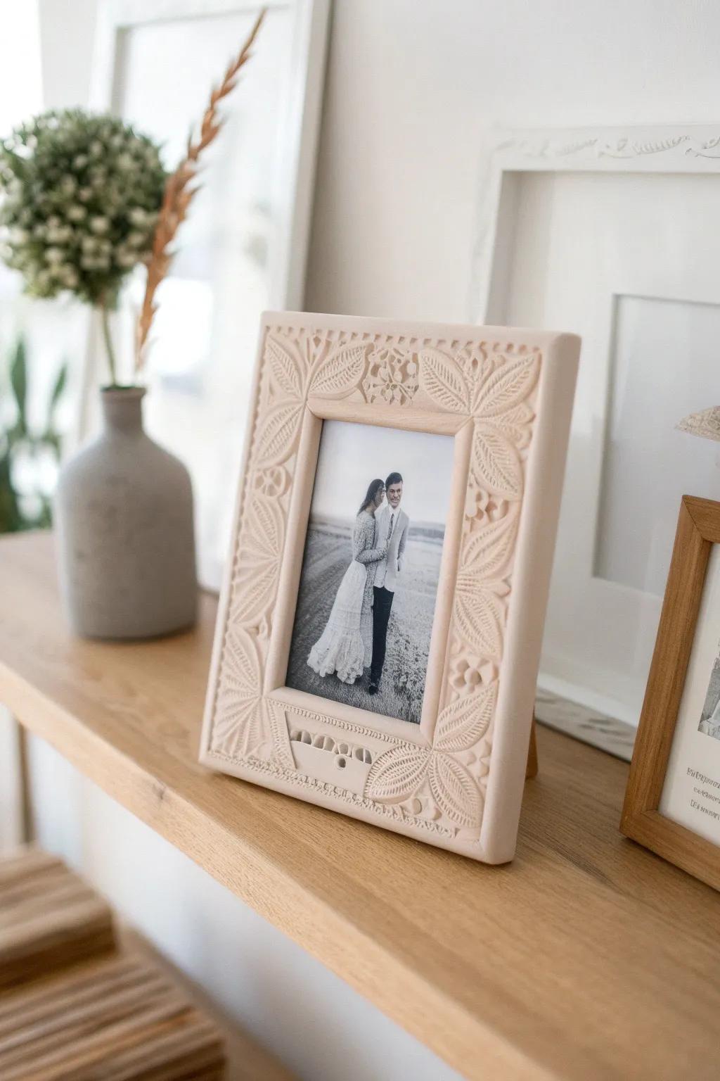Capture memories with a touch of elegance: a handcrafted clay picture frame that speaks from the heart.