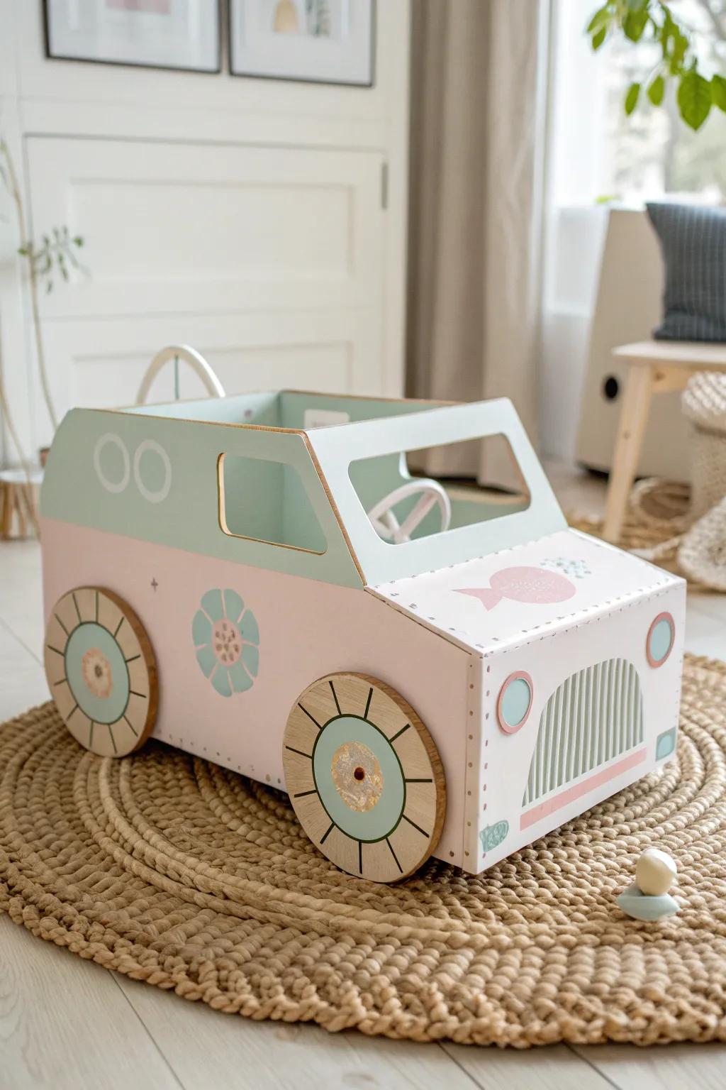 Zoom into creativity with these charming cardboard box cars, where simplicity meets playful elegance.