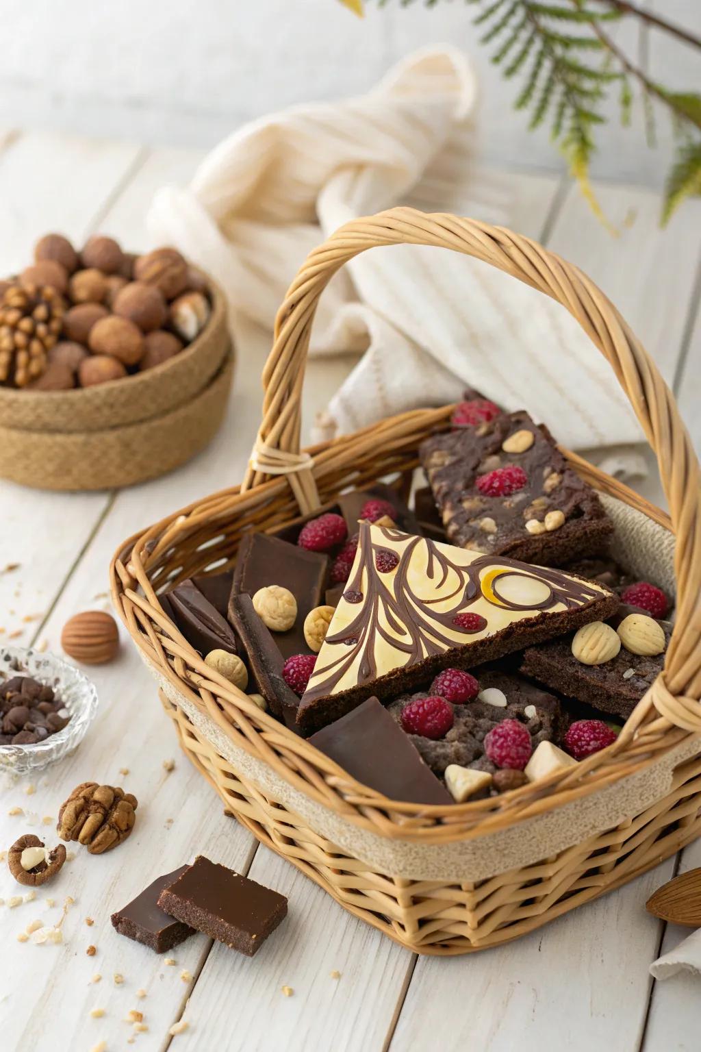 Indulge in sweet simplicity with a handcrafted chocolate basket, the perfect Valentine’s gift for him.