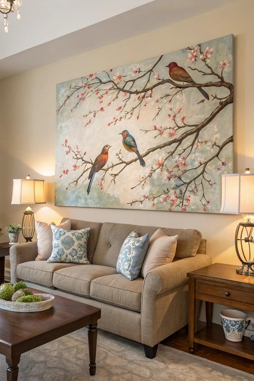 Birds on branches bring nature's hope into your home.