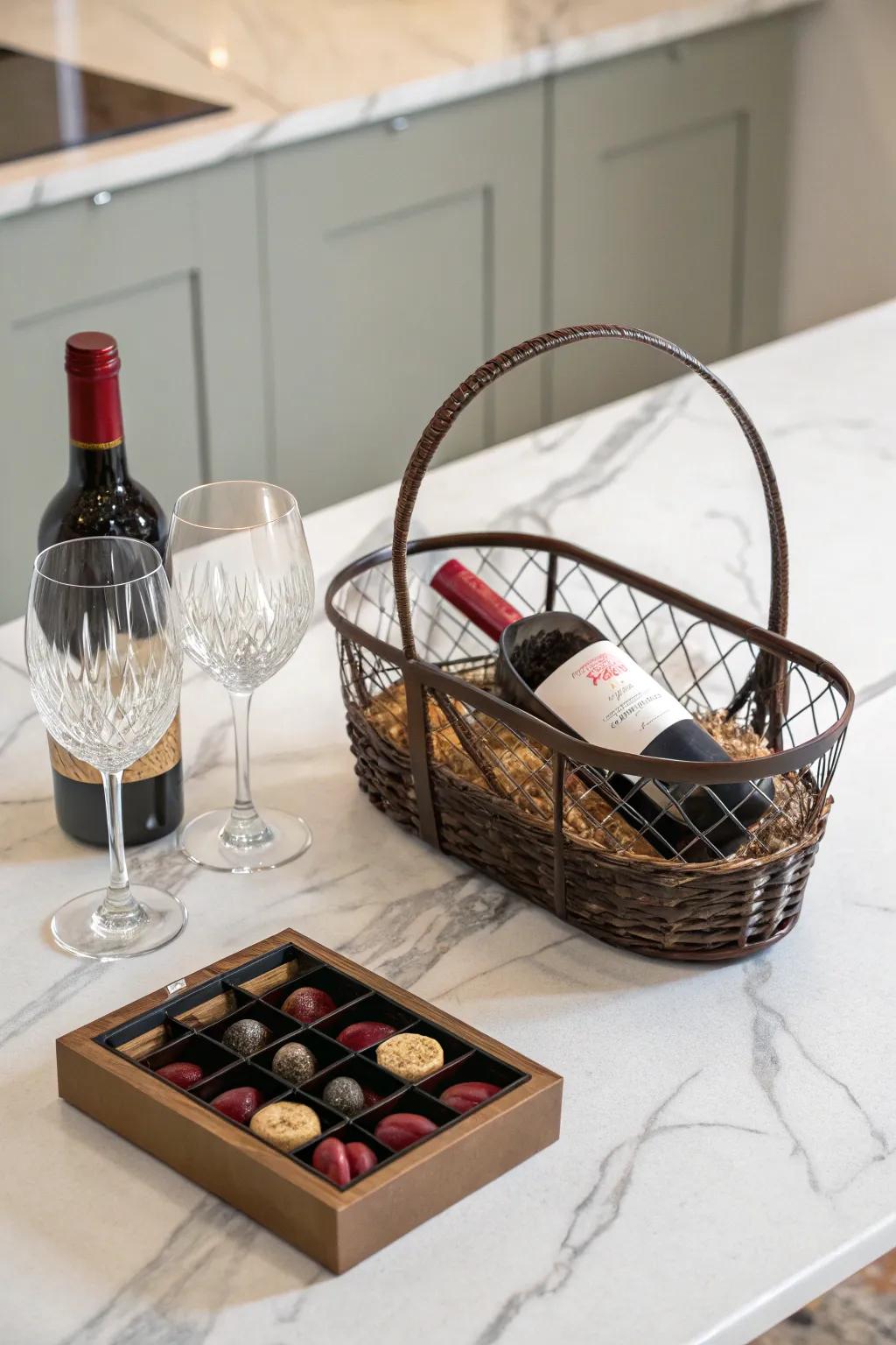 A sophisticated wine lover's basket for the perfect evening.