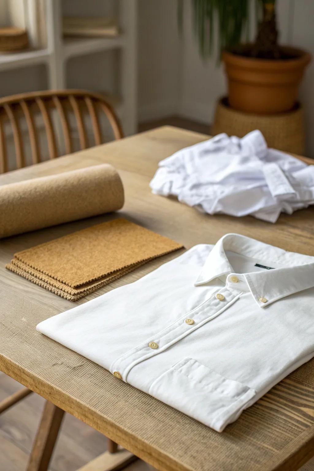 Embrace the art of simplicity: Transform your shirt with the classic sandpaper technique for a perfectly worn-in look.