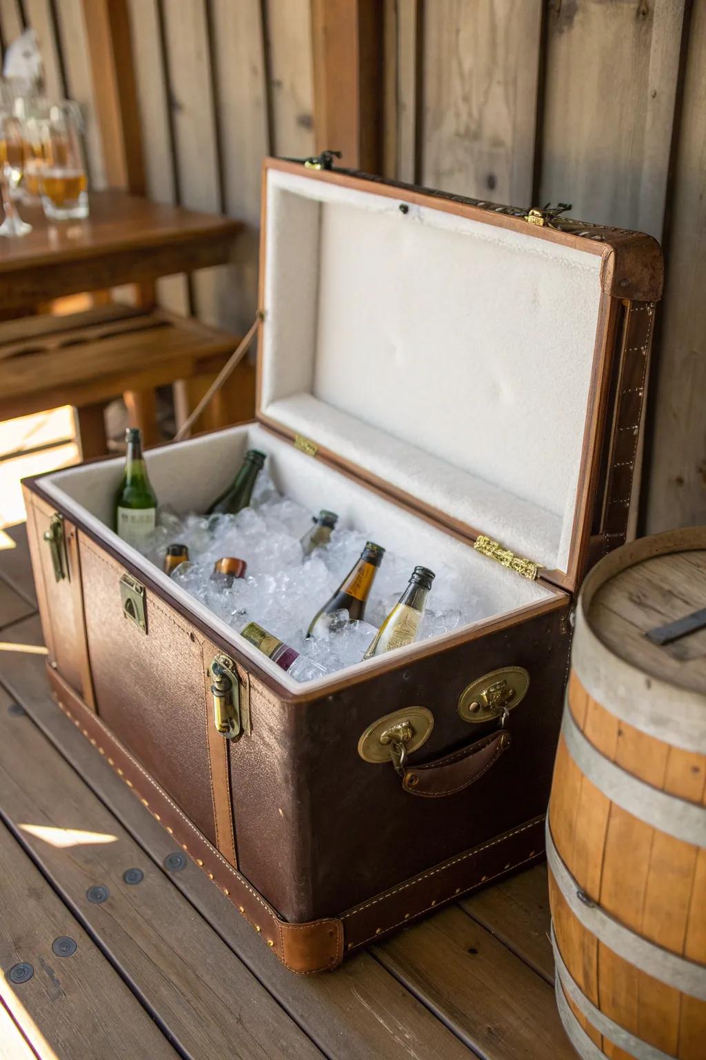 Elevate your gatherings with a vintage suitcase cooler—where style meets functionality.