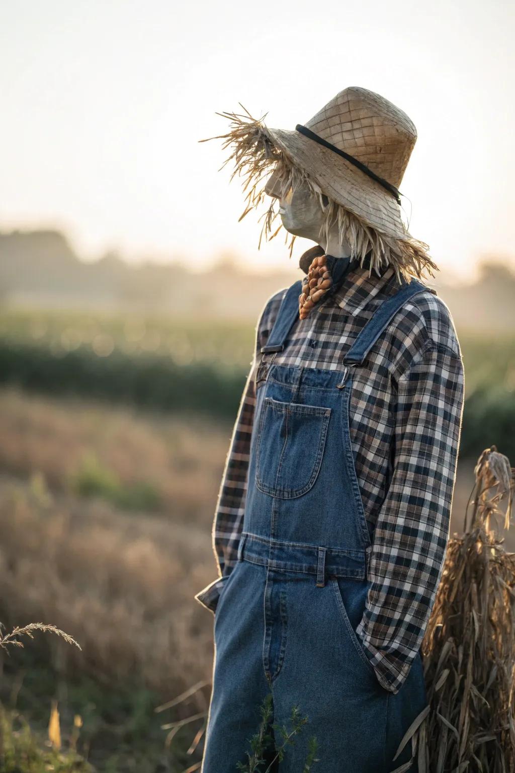 Embrace classic country charm with this beautifully crafted scarecrow—an ode to simplicity and rustic elegance.