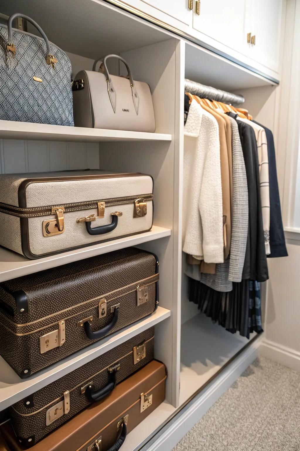 Create a dedicated suitcase space in your closet for easy access.