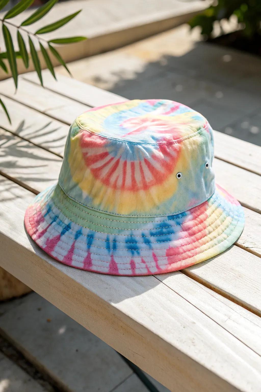 Embrace the art of tie-dye with a classic spiral twist on your bucket hat!