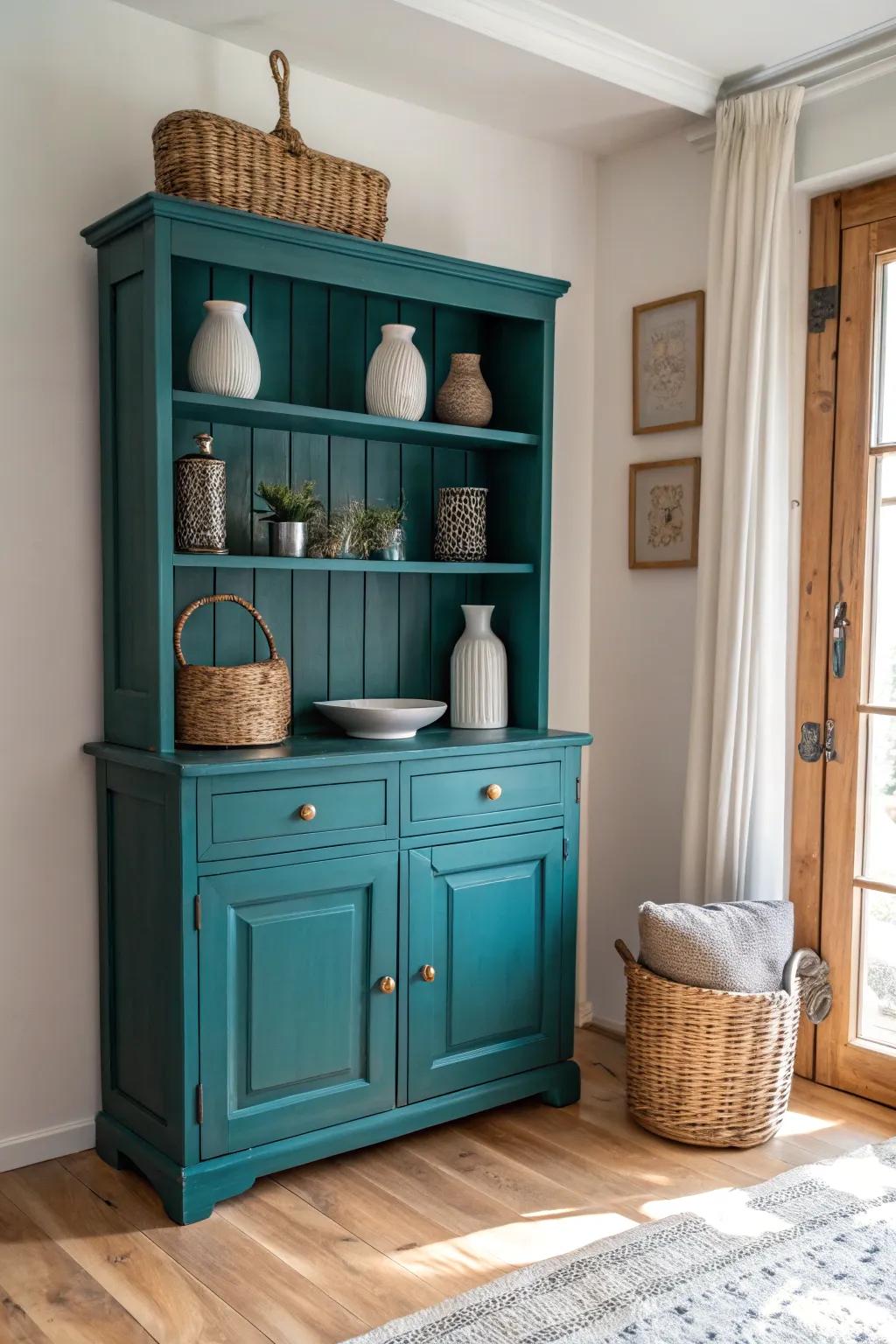 Transform your space with a bold teal makeover — where Scandinavian minimalism meets Boho charm.
