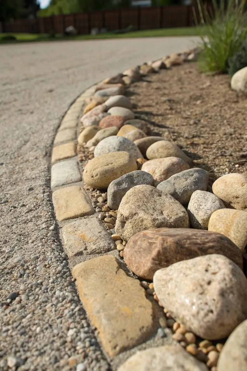 Transform your driveway with the rustic charm of natural stone edging.