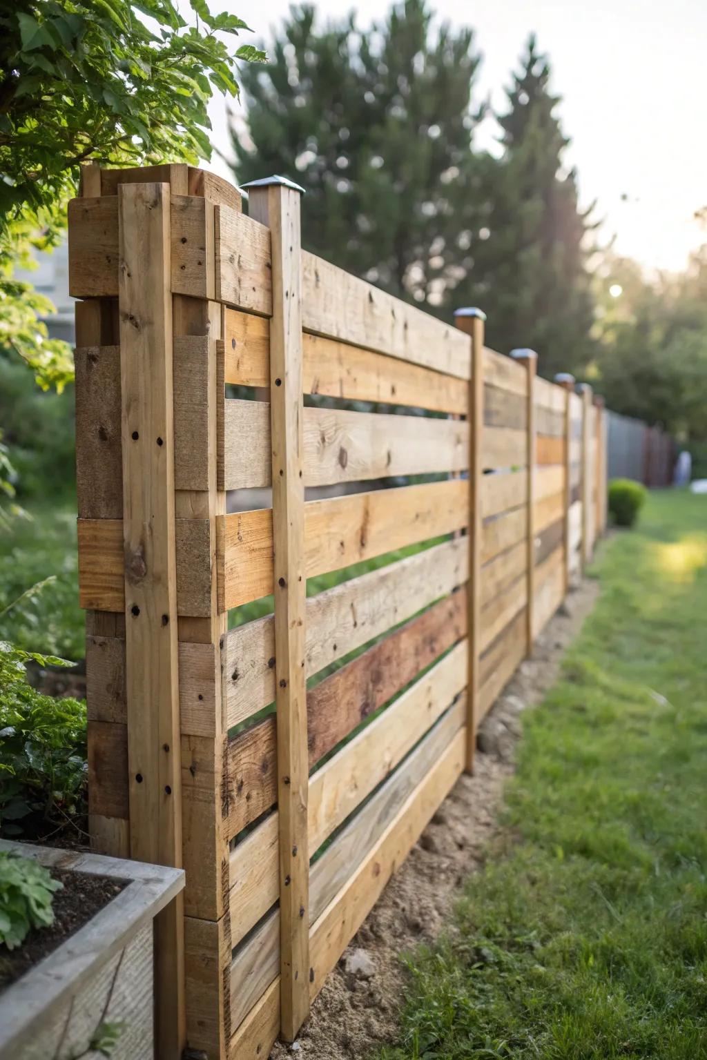 Transform your space with handcrafted charm: a budget-friendly wooden pallet fence.
