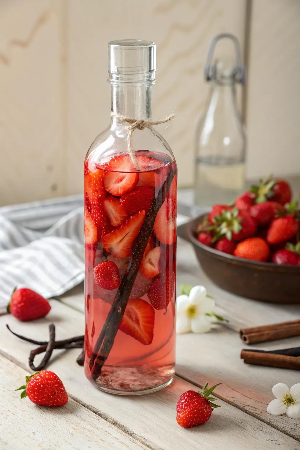Elevate your summer cocktails with the sweet allure of Strawberry Vanilla Bean Vodka. 🍓✨