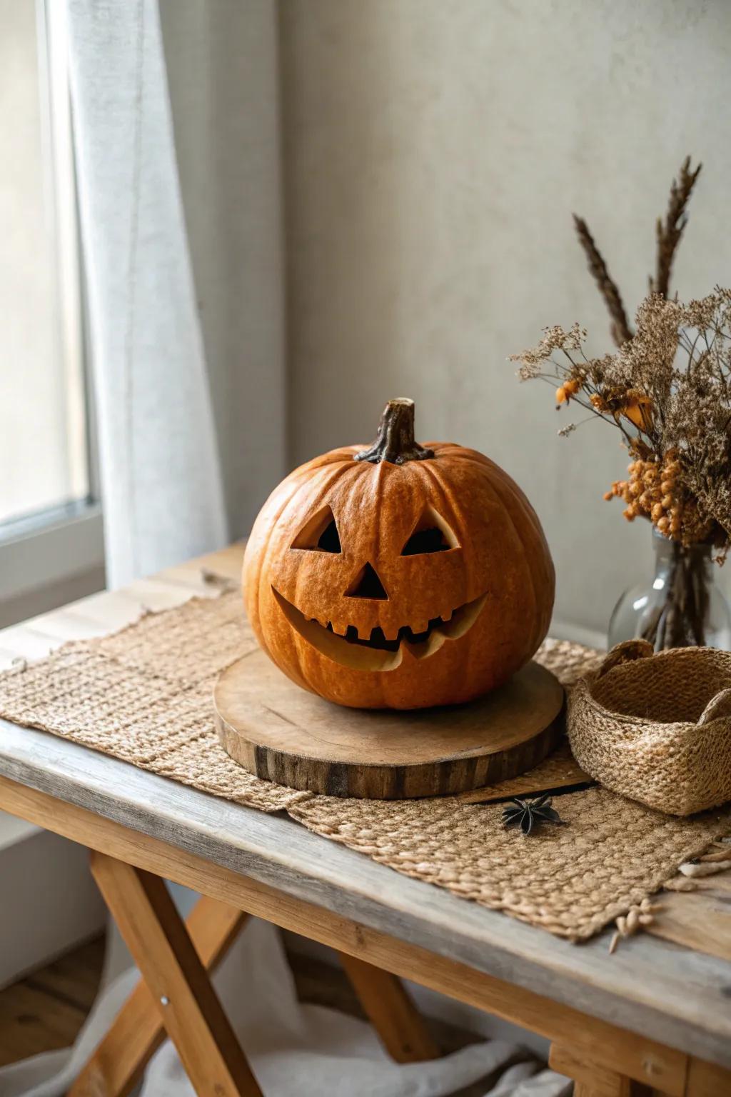 Embrace timeless charm with a classic jack-o'-lantern face. Simple and nostalgic, perfect for a touch of autumn magic.