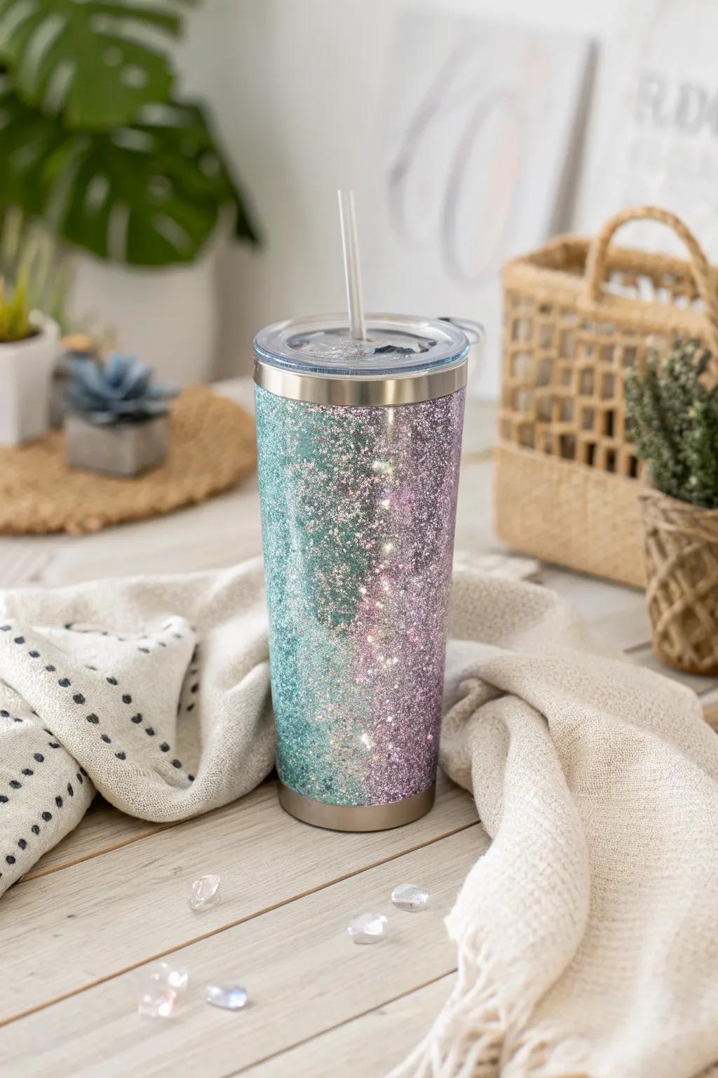 Add a sprinkle of magic to your child’s day with a glittering tumbler that shines with every sip!