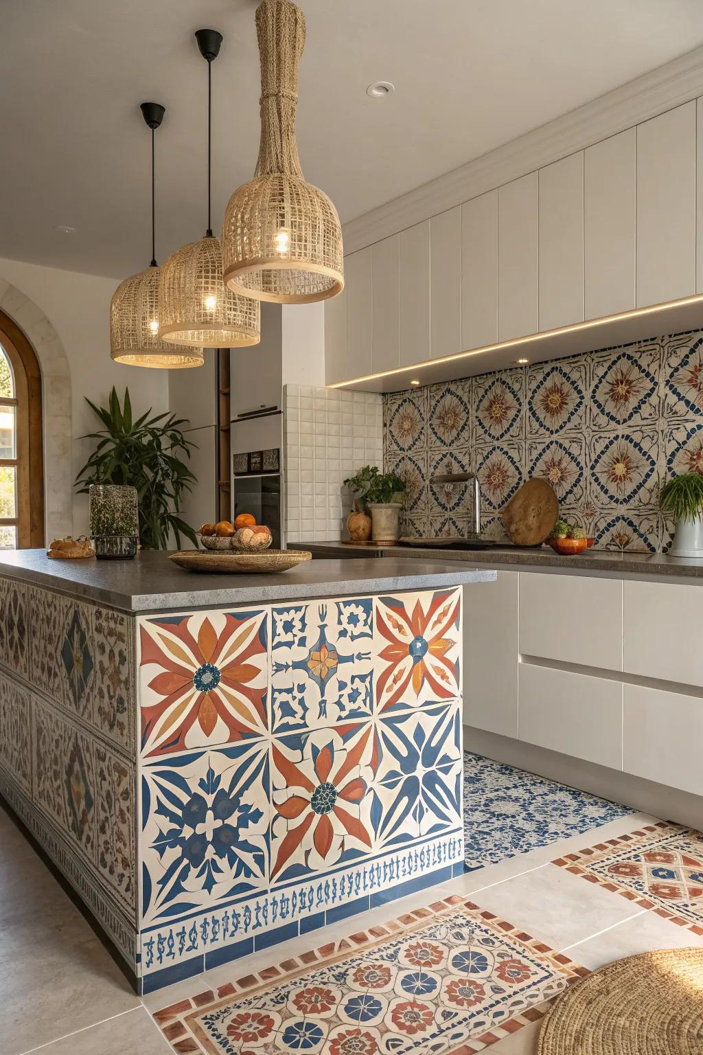 Transform your kitchen into a vibrant centerpiece with the bold elegance of Moroccan tiles.