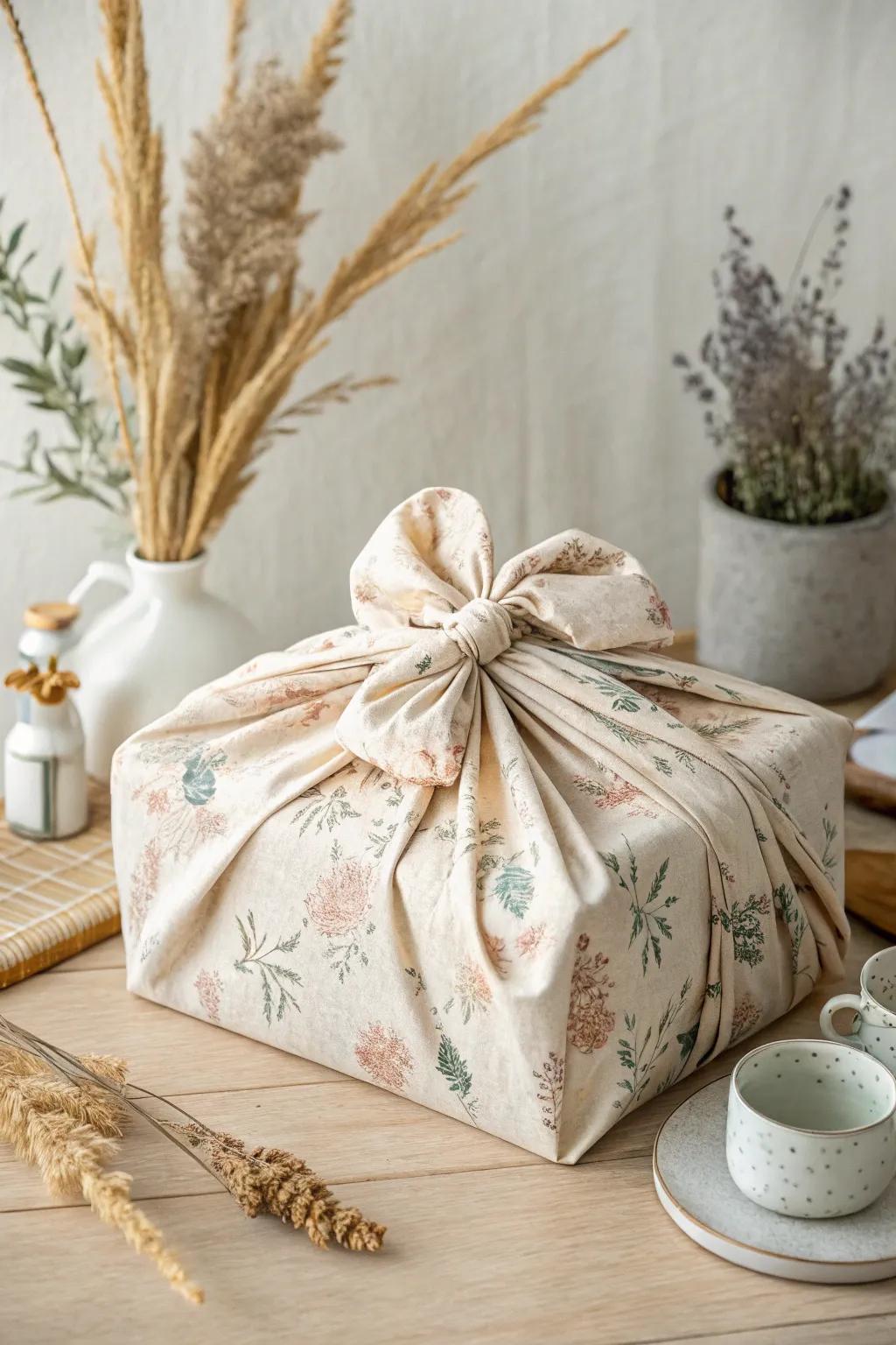 Elevate your gift-giving with timeless fabric wrapping. Discover the elegance of simplicity.