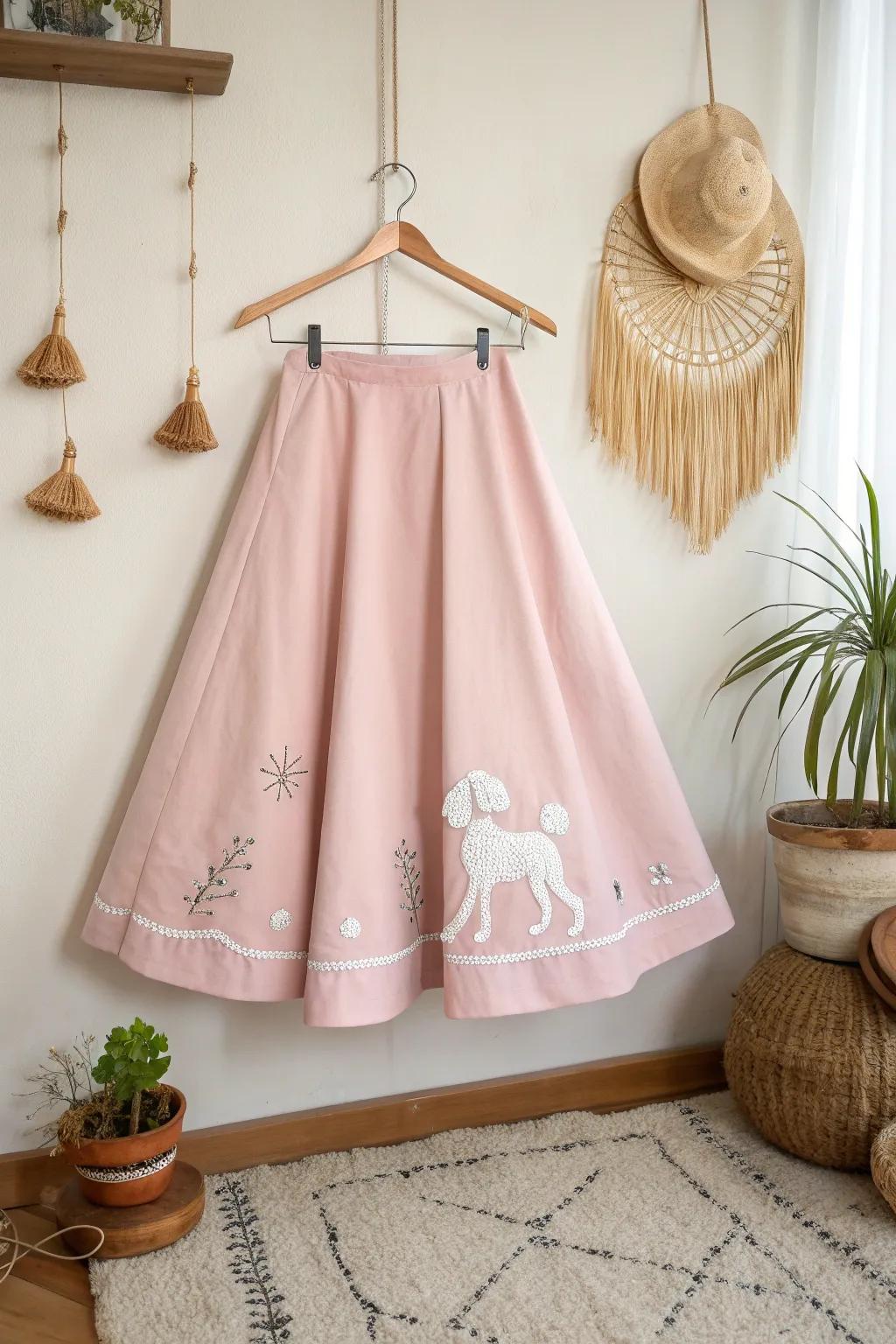Effortlessly chic: Transform your circle skirt into a 50s classic with a touch of DIY magic. 🐩✨
