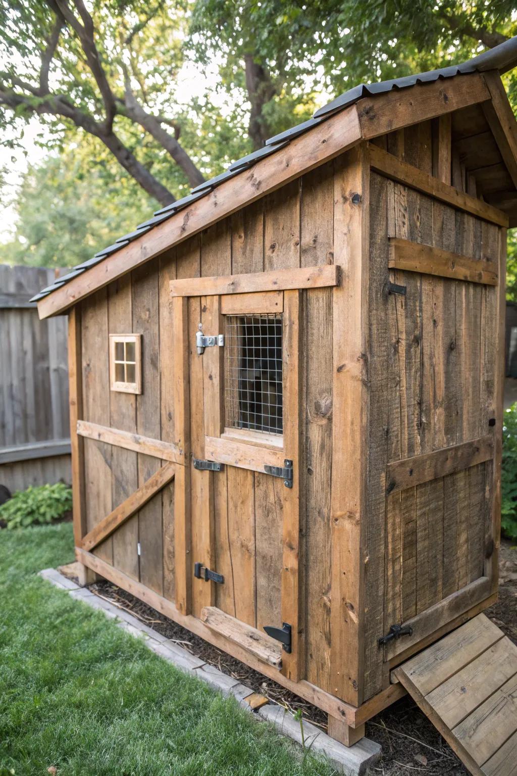 Transform an old shed into a charming chicken coop with a touch of rustic craftsmanship.