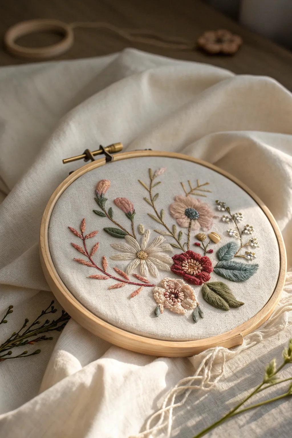 Elevate your space with the timeless charm of embroidery hoop art.
