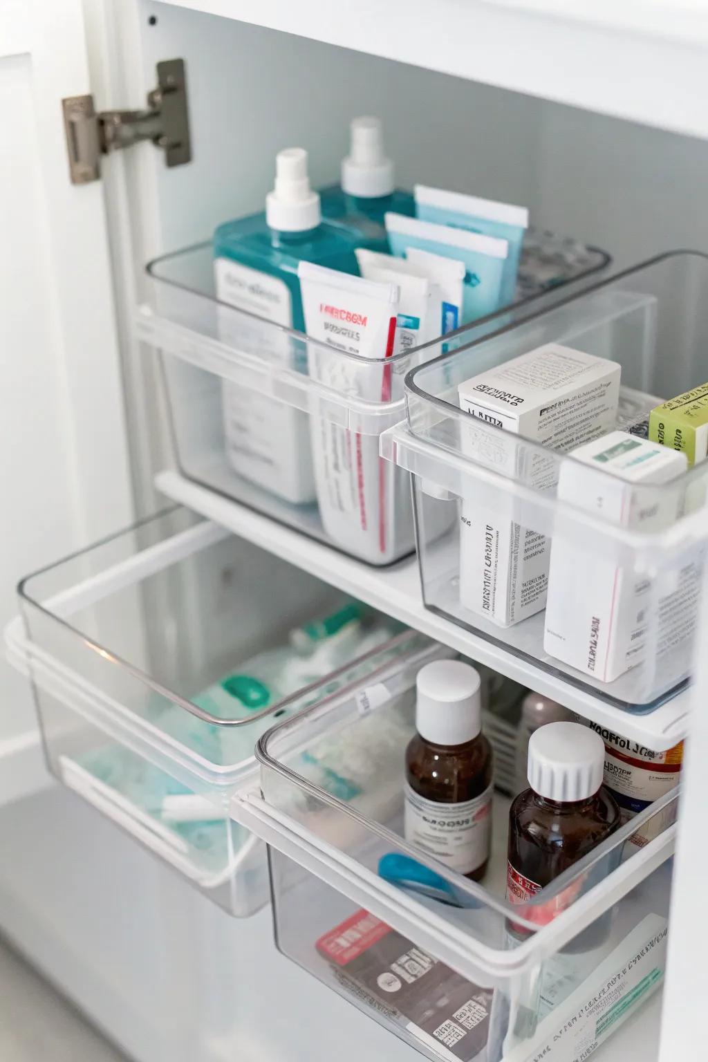 Clear bins offer easy visibility, making it simple to find what you need.
