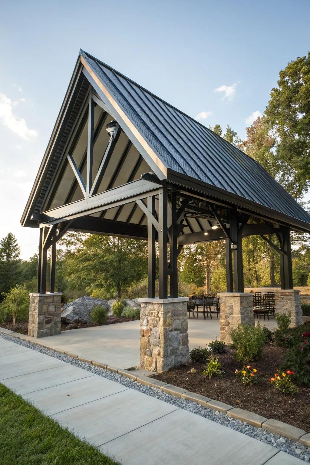 Enhance your camper's aesthetics with a stylish A-frame metal shelter.