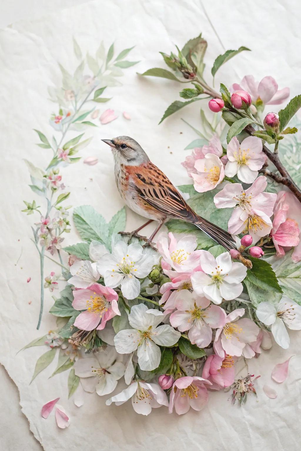 Embrace nature's elegance with a touch of artistry: Birds in Bloom.