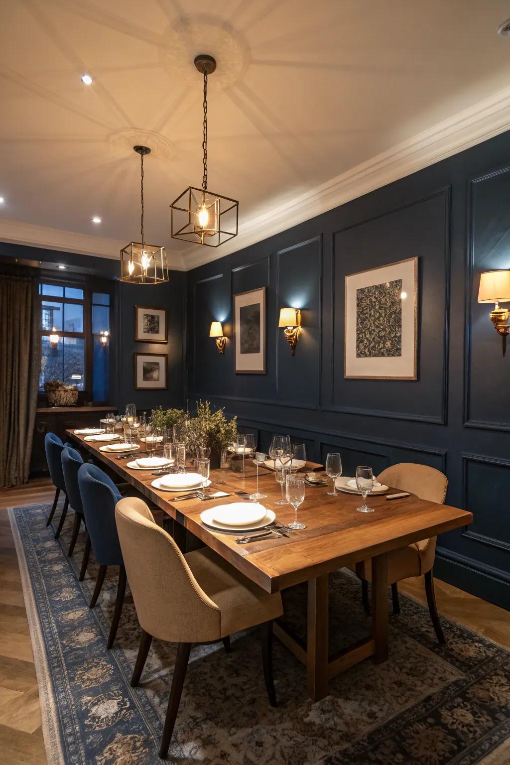 Deep hues create an inviting and intimate atmosphere.