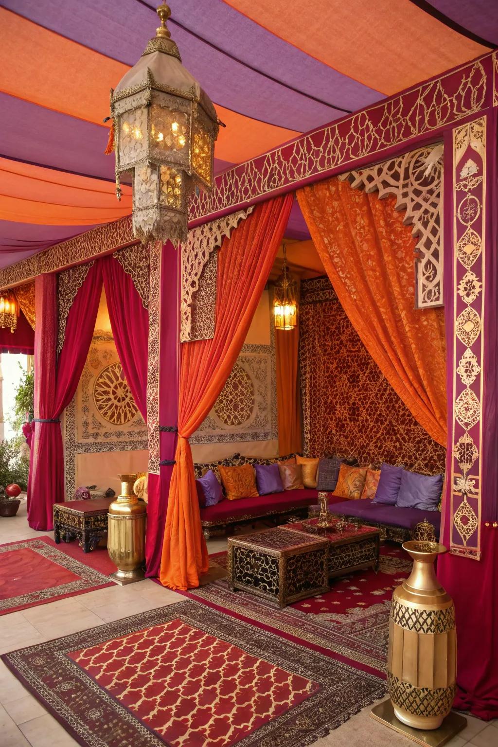 Rich and vibrant colors set the tone for a Moroccan theme.
