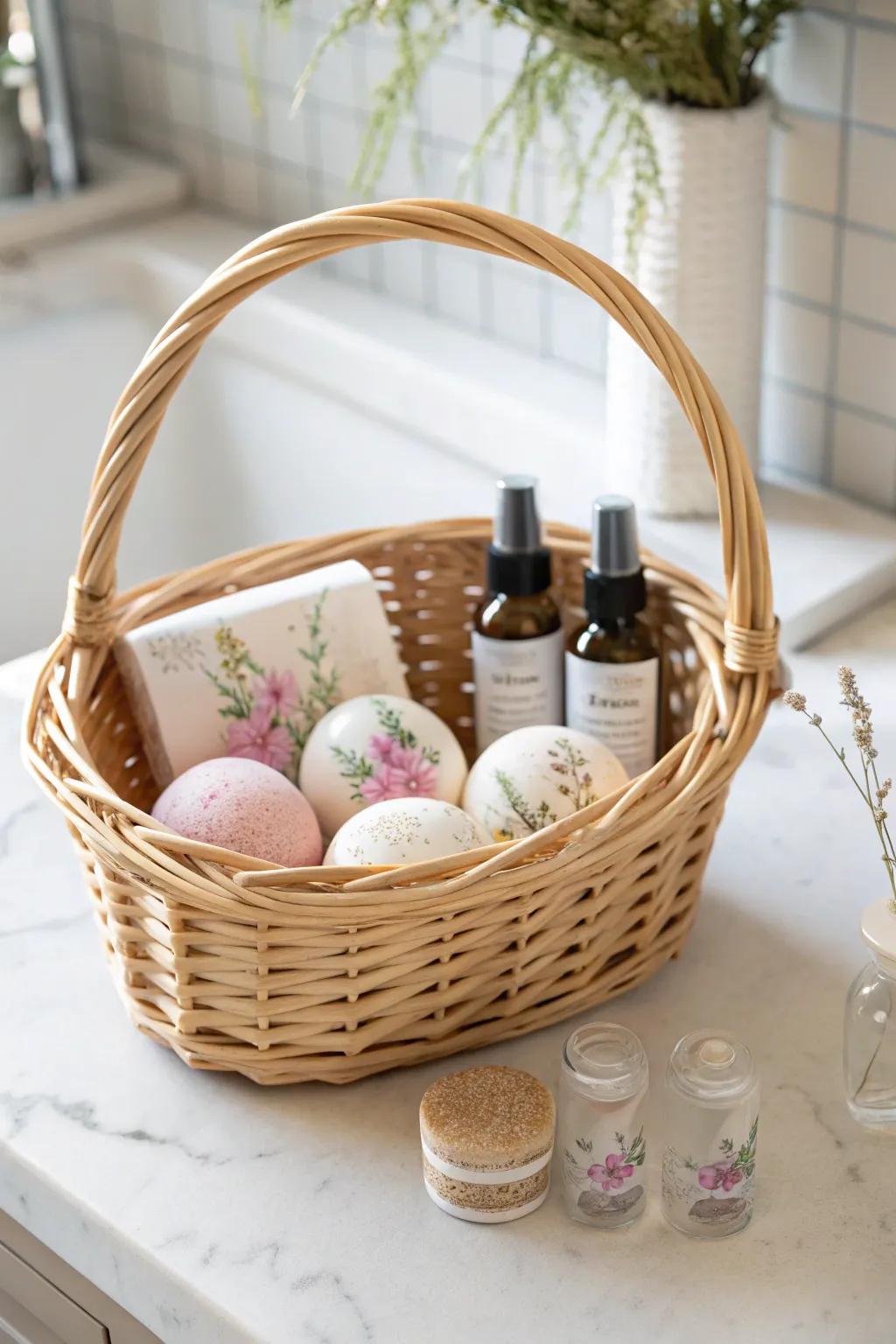 Indulge in a serene spa retreat at home with this thoughtfully curated Mother's Day basket.