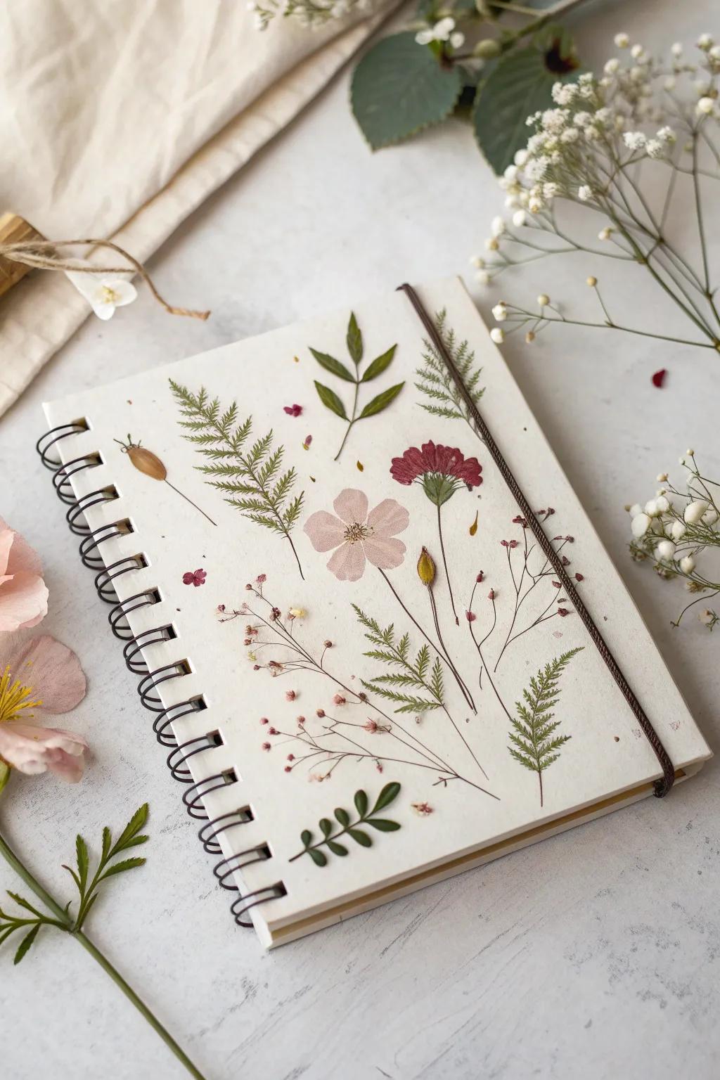 Embrace nature's elegance with this floral fantasy notebook cover. Perfect for adding a personal touch to your workspace.