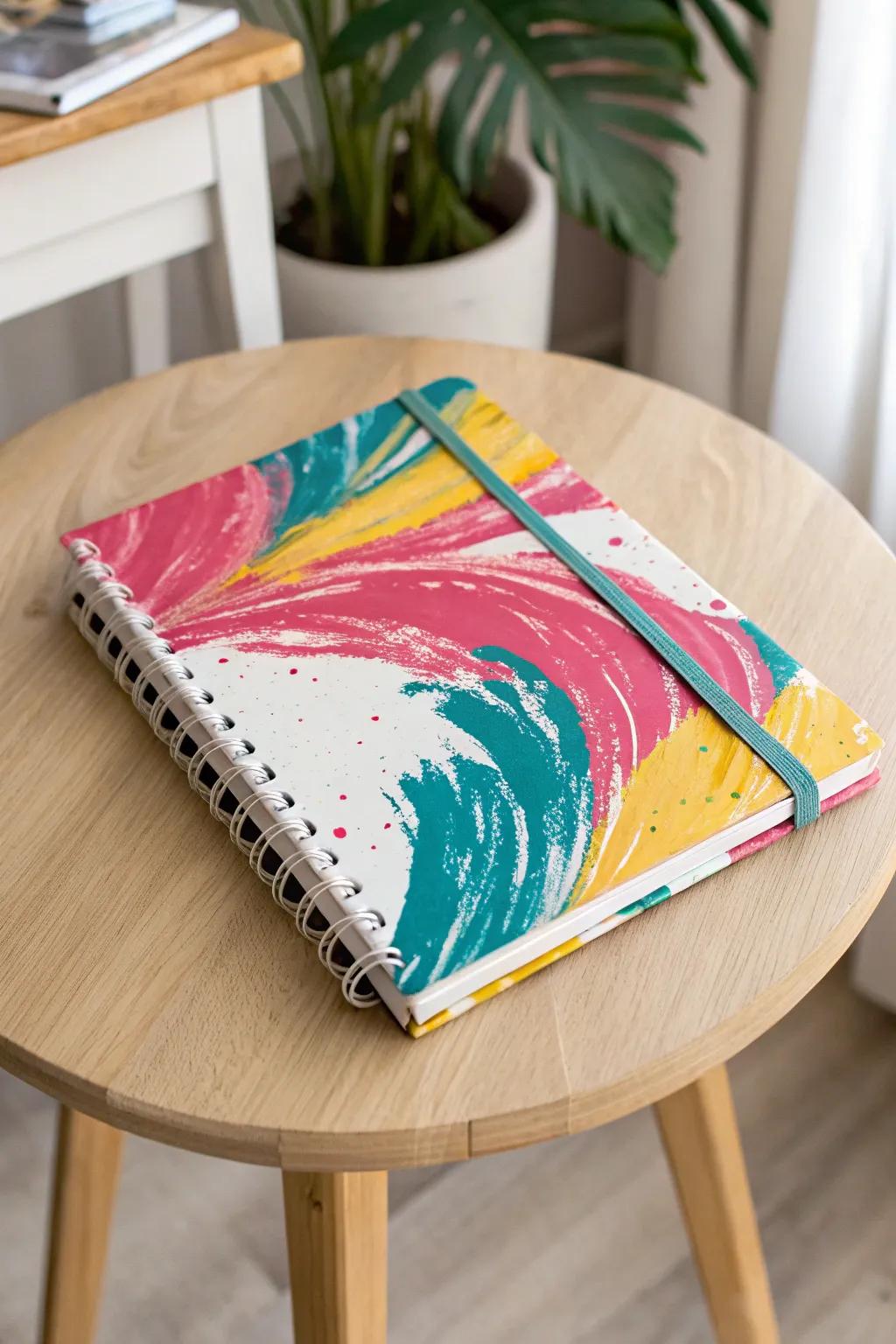 Unleash your creativity with a splash of color and abstract art. Make your notebook the perfect blend of simplicity and vibrancy!