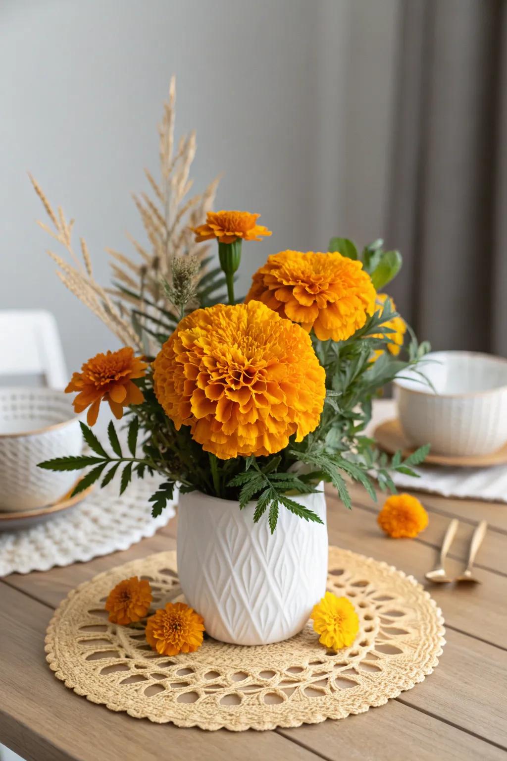 Embrace the spirit with marigold's vibrant allure and crafted elegance.