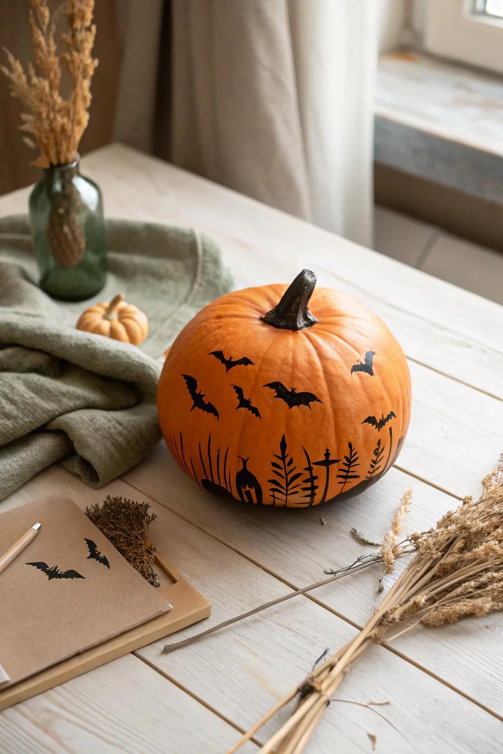Embrace the mystery of autumn with elegant silhouette pumpkins.
