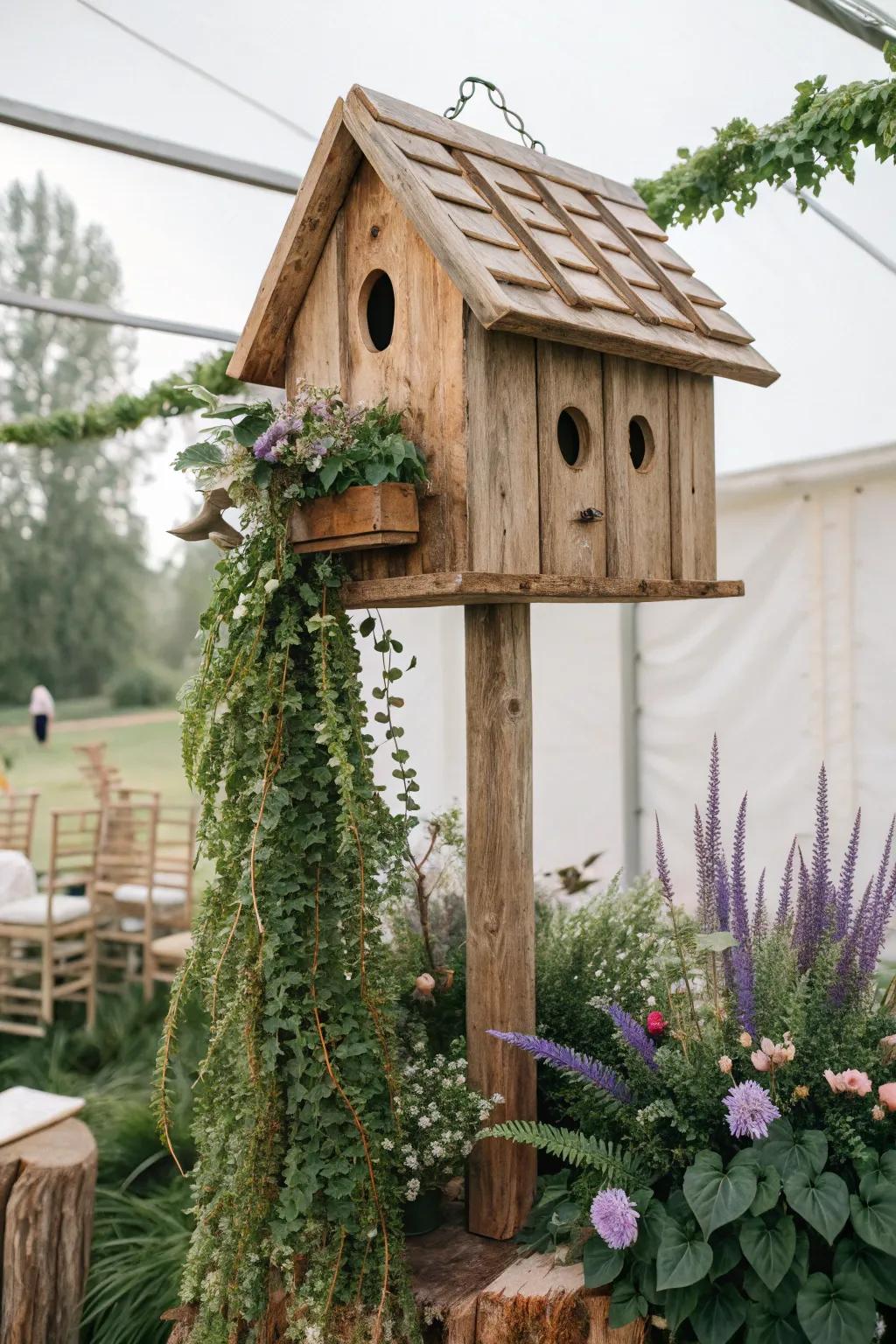 Transform your aviary into a serene, natural oasis with lush greenery and simple elegance.