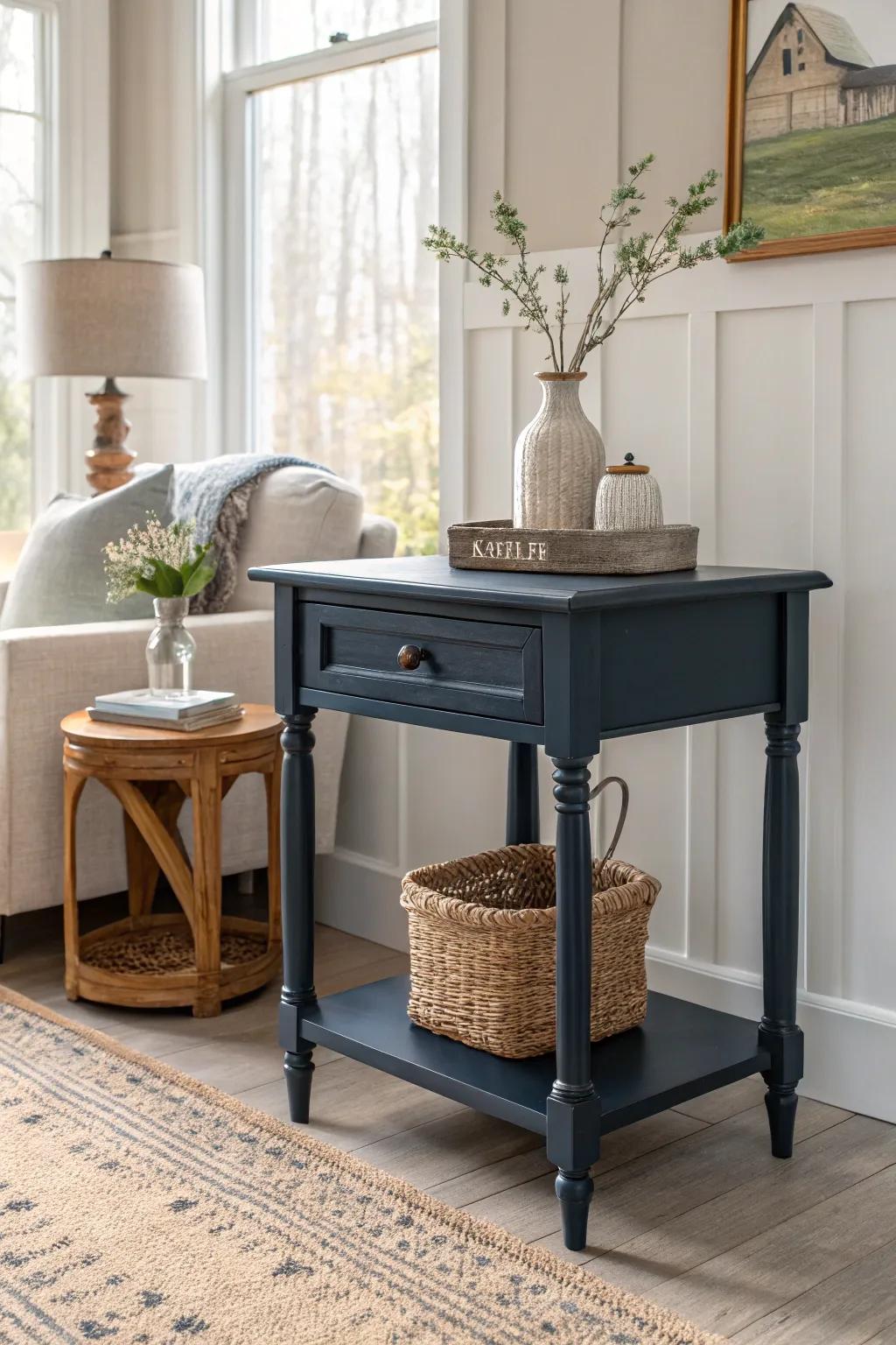 Embrace elegance with a navy blue statement piece in your minimalist space.