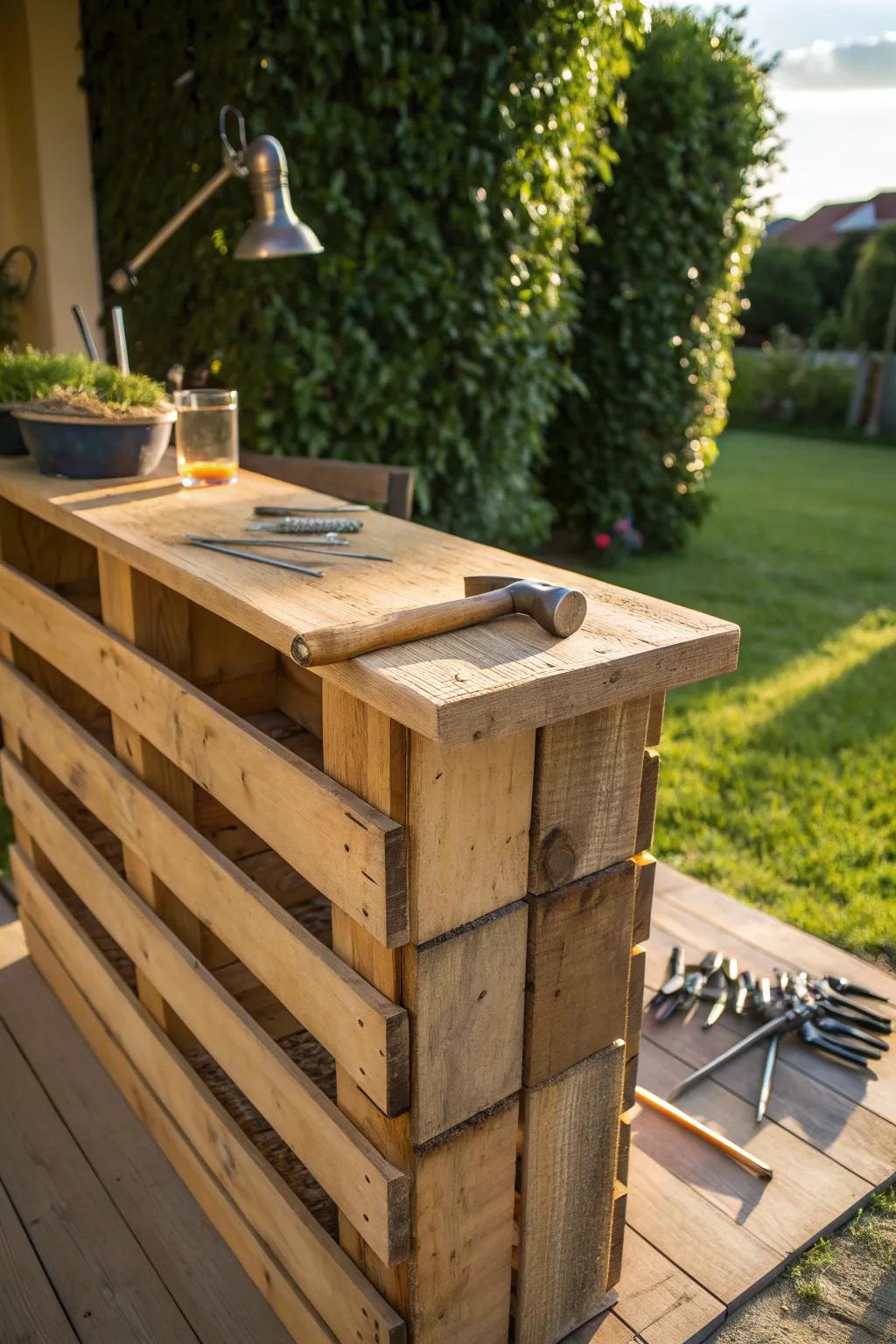 Transform your backyard with a simple DIY pallet bar - where craftsmanship meets style.