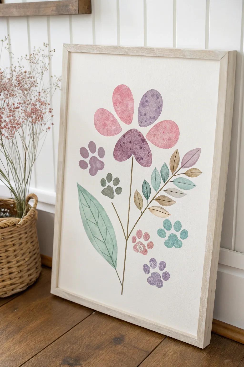 Transform your pet's touch into a blossoming masterpiece with paw print flower art!