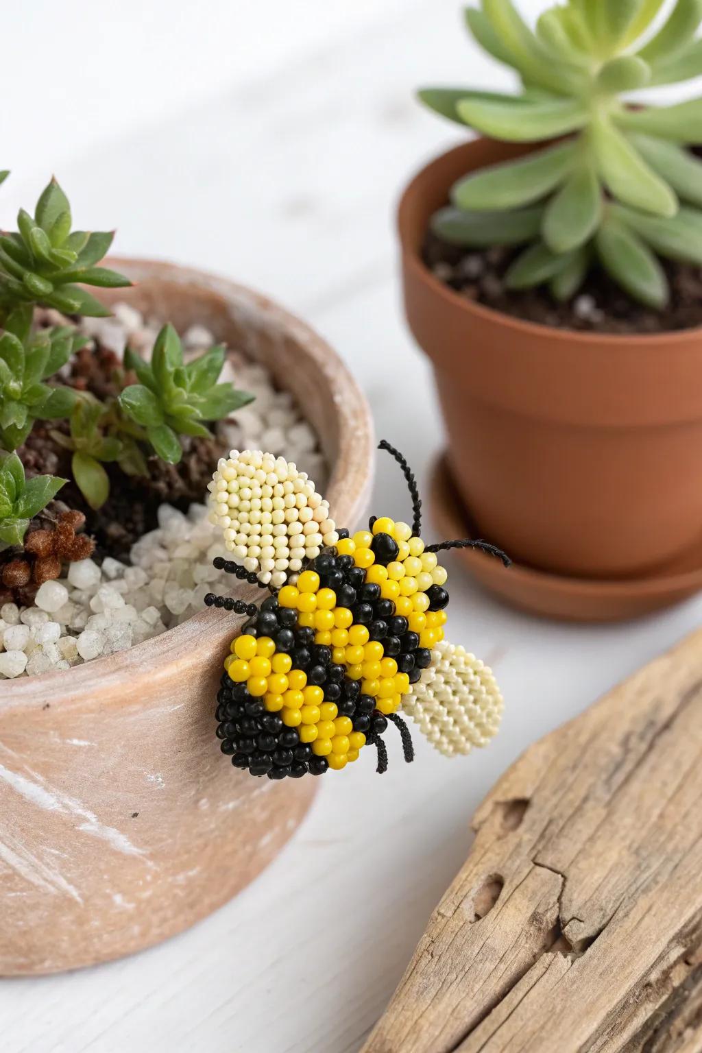 Add a touch of whimsy to your space with this charming perler bead bumblebee!