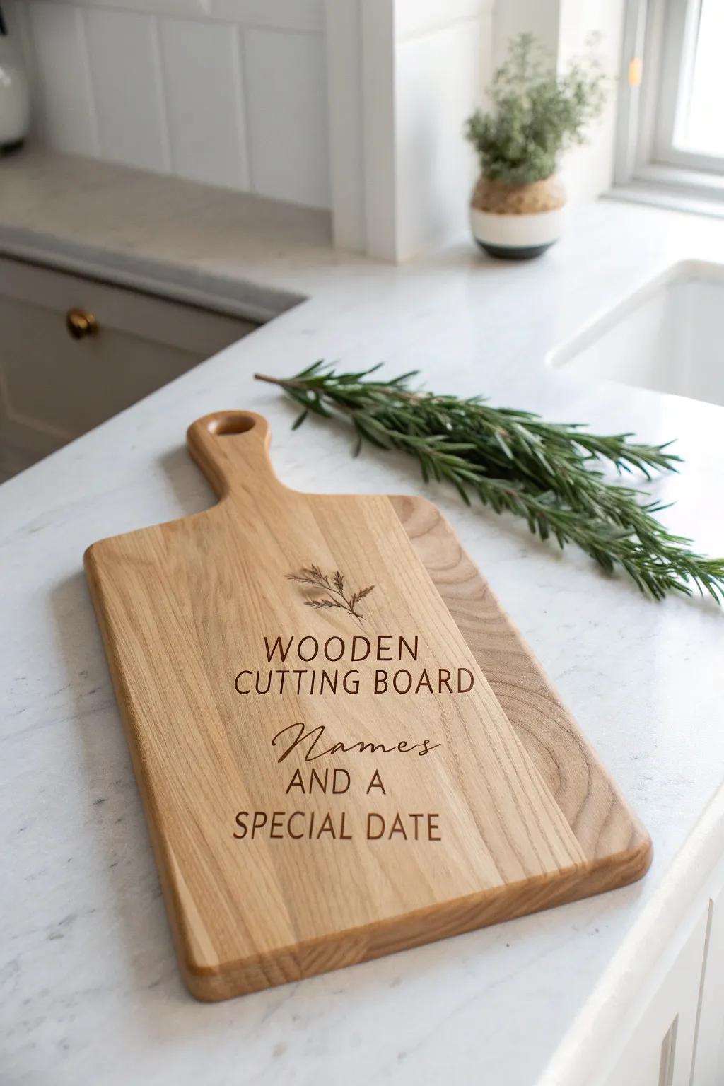 Cherish every slice: A personalized cutting board that blends elegance with heartfelt memories.