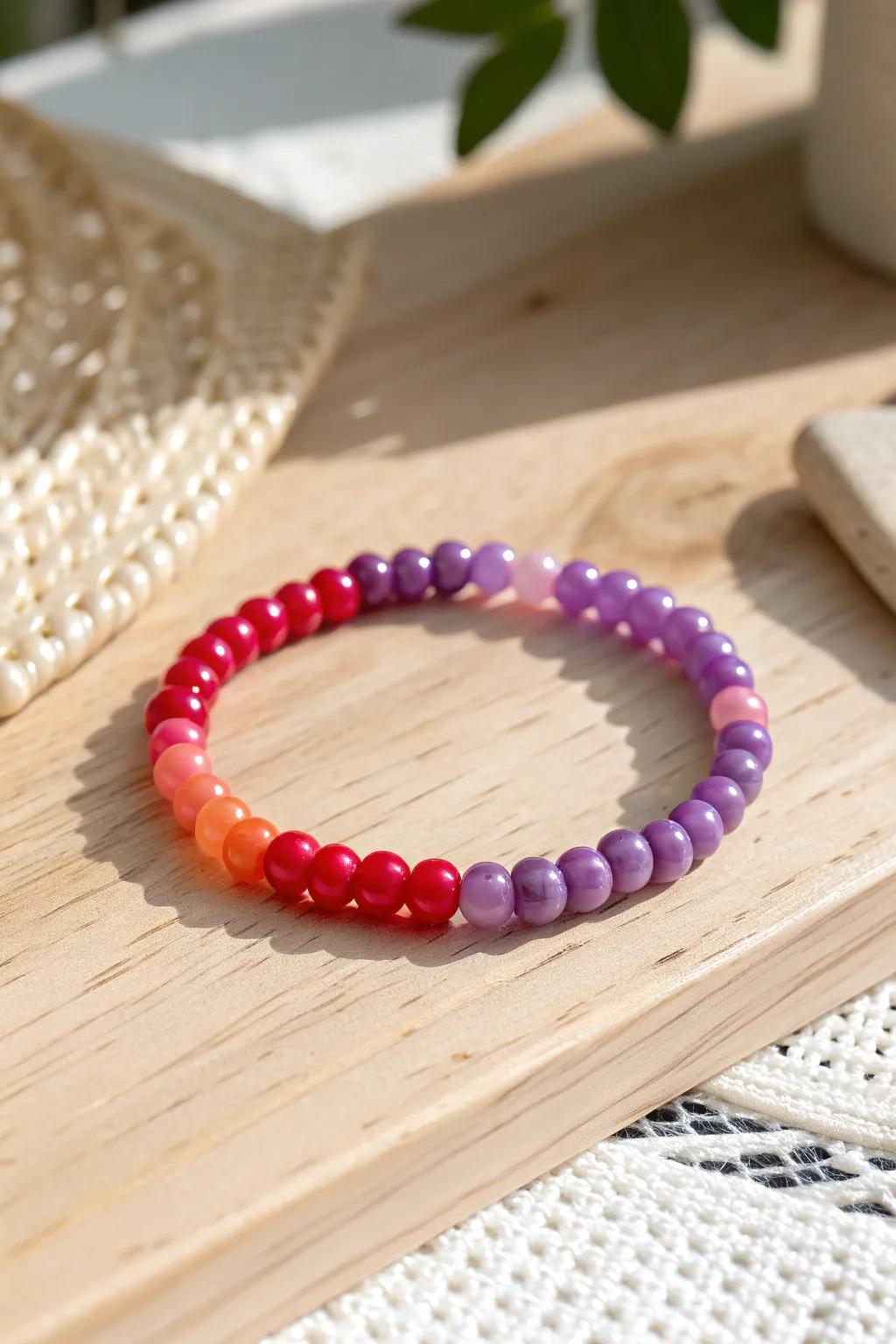 Embrace the beauty of simplicity with a radiant rainbow pony bead bracelet.